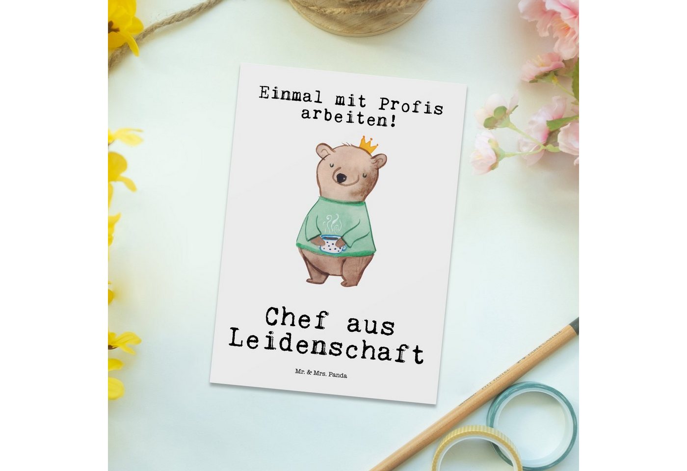 Thumbnail - Mr. & Mrs. Panda Postkarte Chef Leidenschaft - Weiß - Geschenk, Führungskraft, Ansichtskarten, P, Charmantes Design