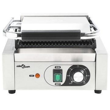 vidaXL Elektrogrill Gerillter Panini-Grill Edelstahl 1800 W 31x30,5x20 cm