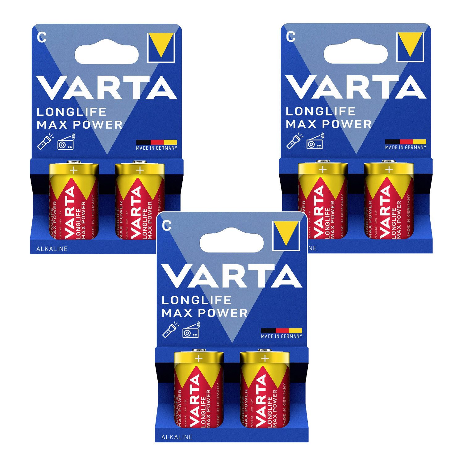 VARTA Longlife Max Power R14 C LR14 Batterien Batterie, LR14