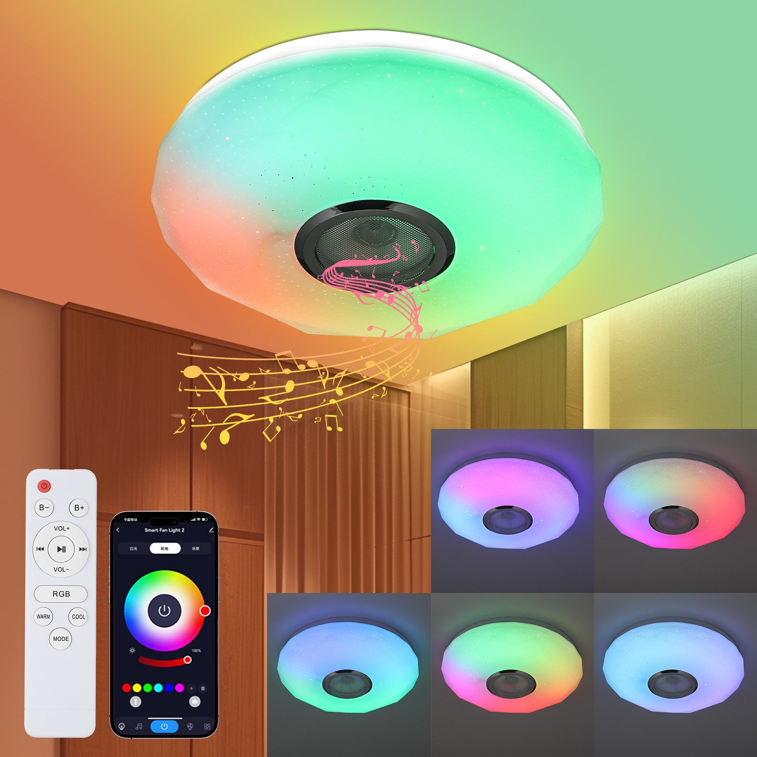 LETGOSPT Deckenleuchte LED Deckenlampe RGB Bluetooth günstig online kaufen