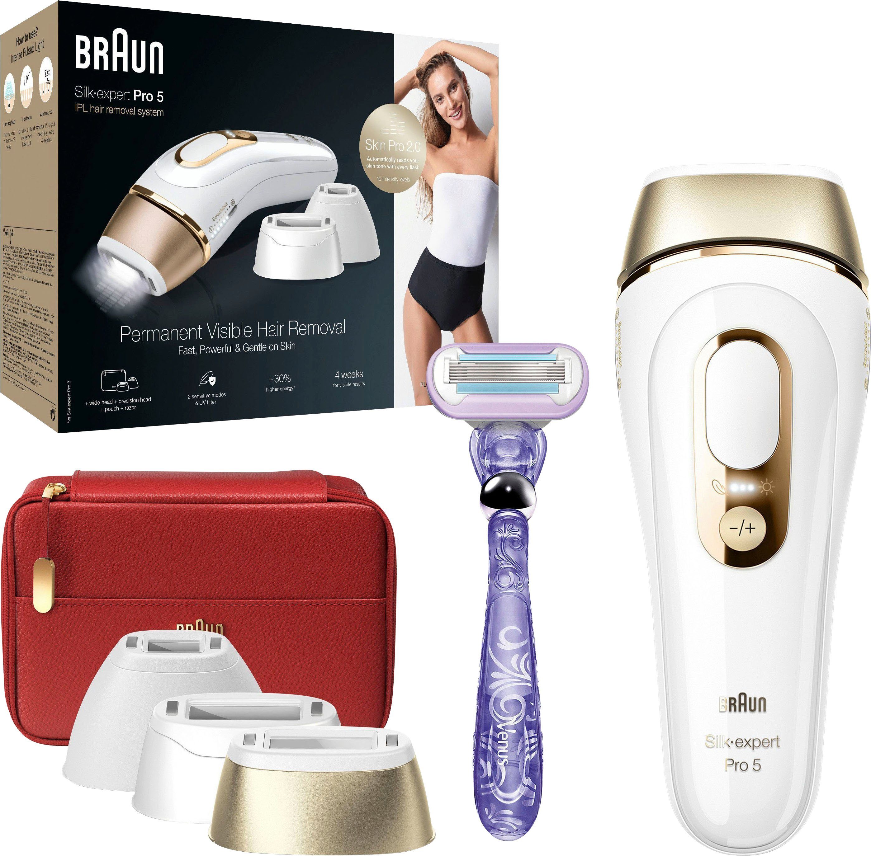 5 2.0 Pro Sensor Lichtimpulse, Pro 400.000 Silk-Expert Braun IPL-Haarentferner PL5267, Skin