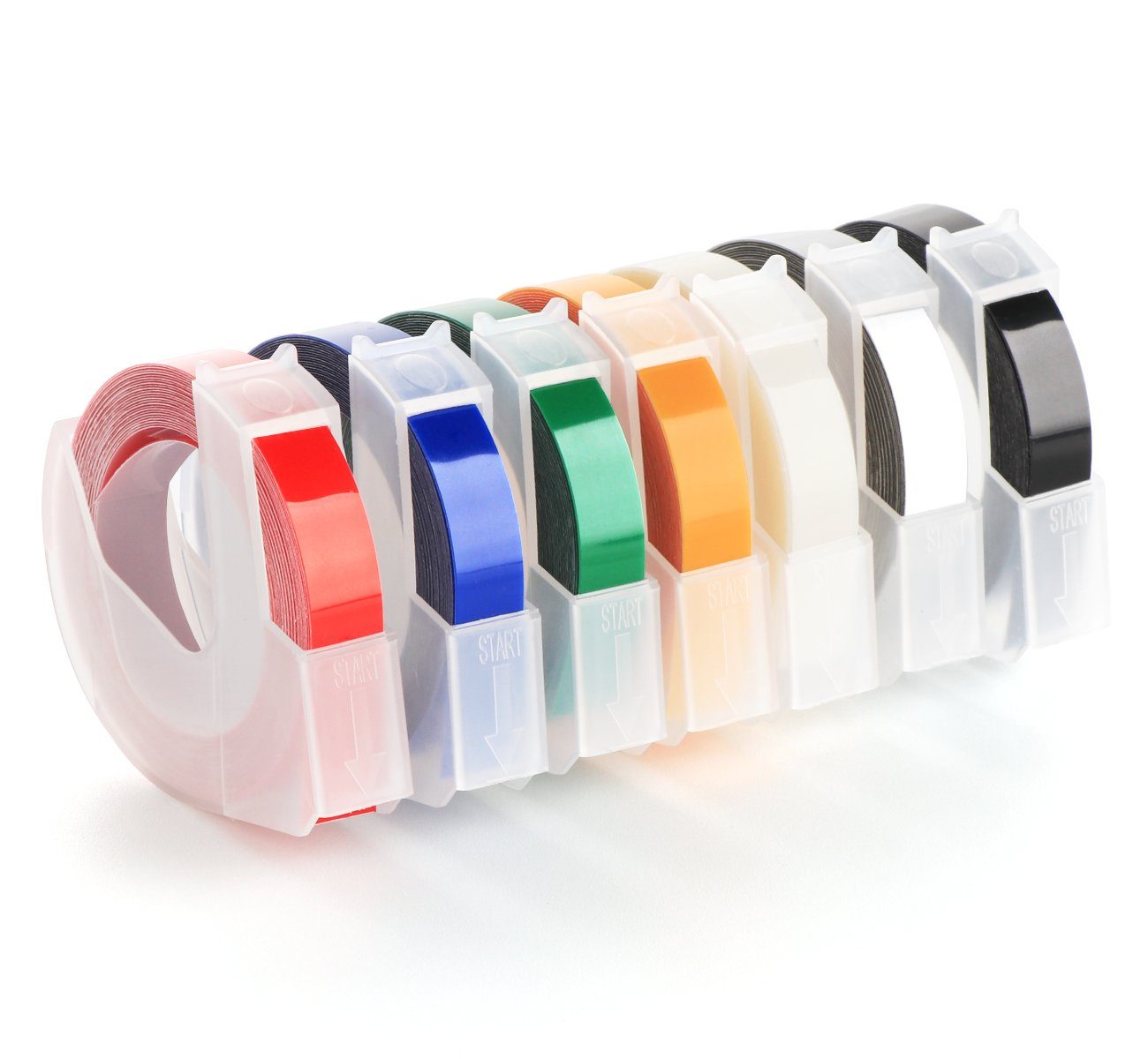 Beschriftungsband Omega Homewit Junior Prägebändern, und Prägegeräte Kunststoff Etikettenprägegerät Langlebige 9mm, Kompatible für Dymo Prägeband Mehrfarbig 3D