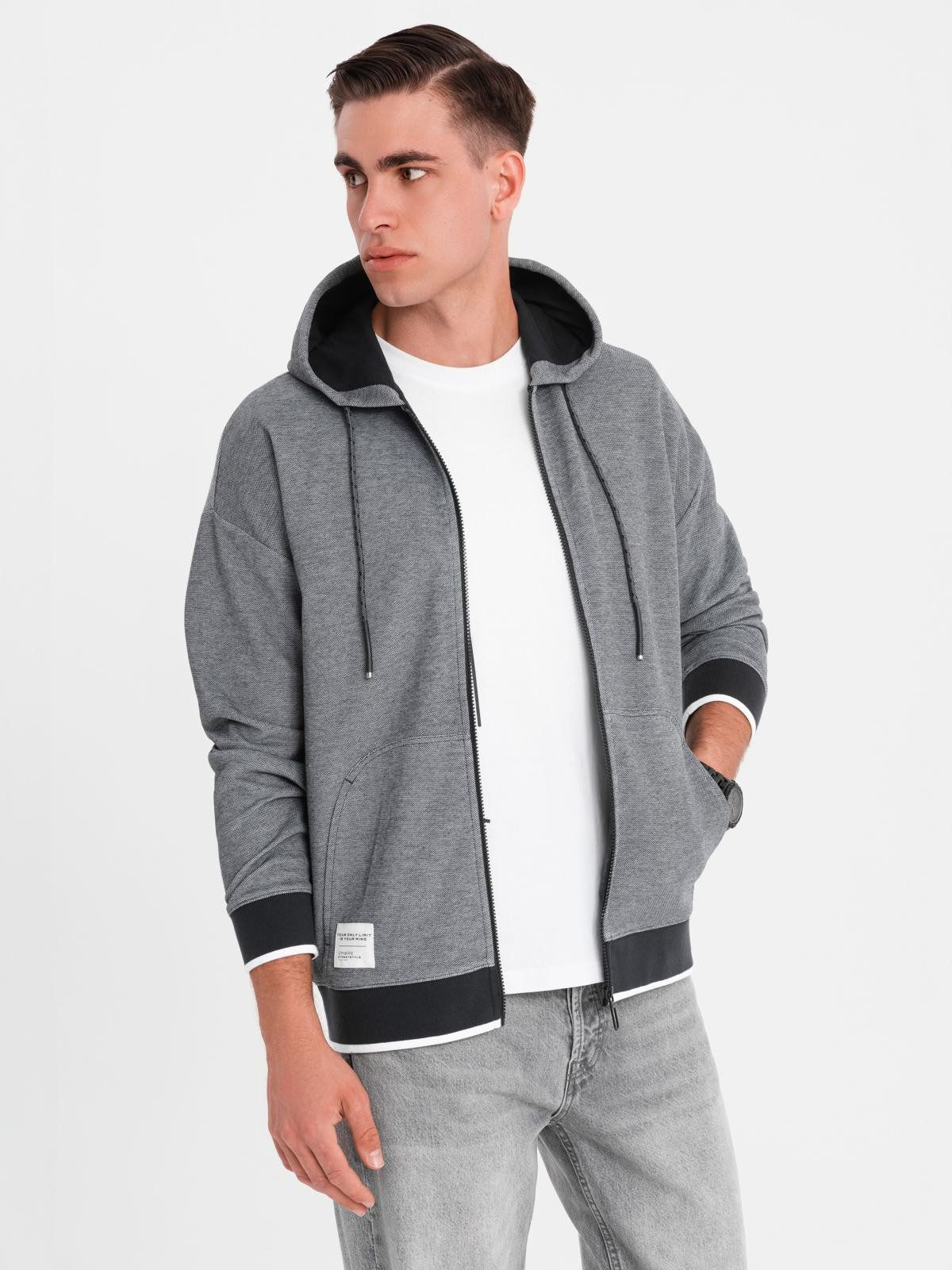 OMBRE Kapuzensweatjacke Weich strukturiertes Sweatshirt mit Kapuze für Herr günstig online kaufen