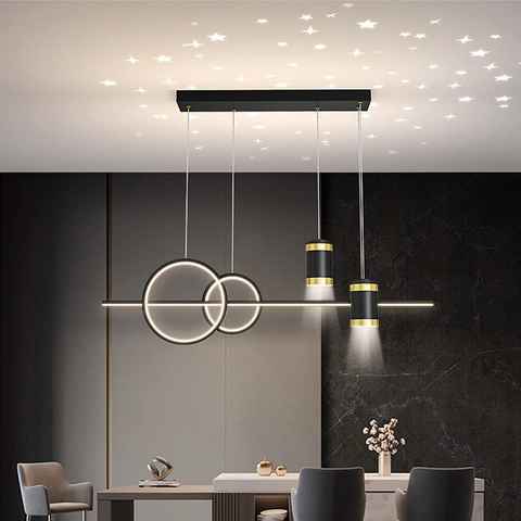 JDONG LED Pendelleuchte Dimmbar Esstisch 54W mit Fernbedienung Hängeleuchte Esszimmer Lamp, LED fest integriert, Dimmbar, Schlafzimmer Pendellampe, Höhenverstellbare Hängelampe für Wohnzimmer