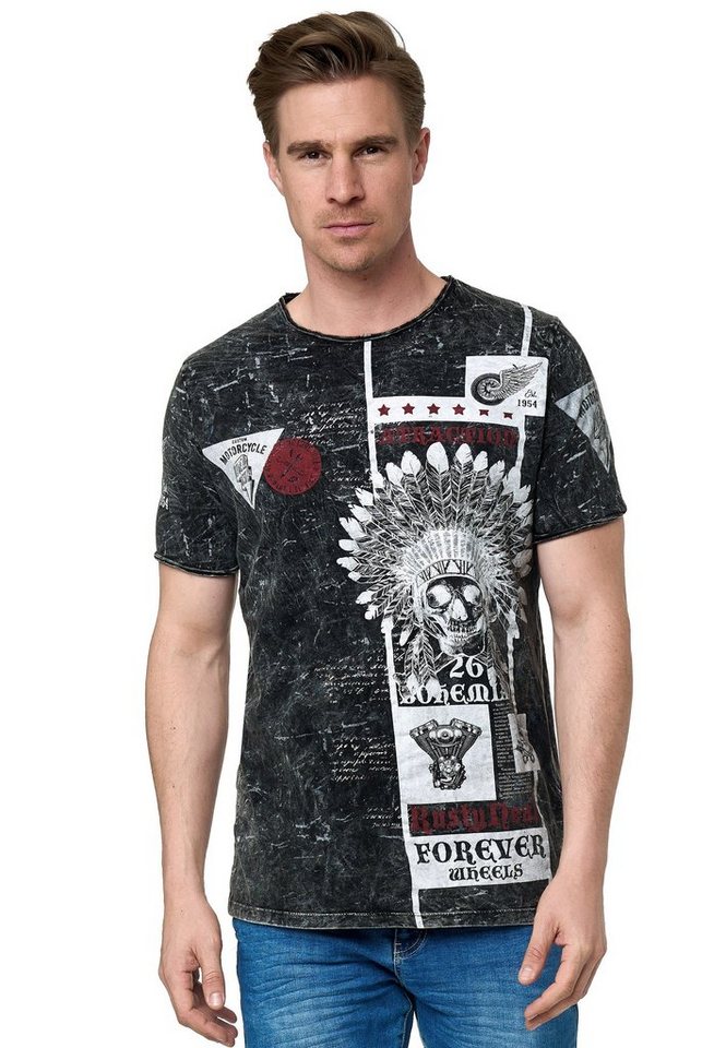 Rusty Neal T-Shirt mit coolem Skull-Print
