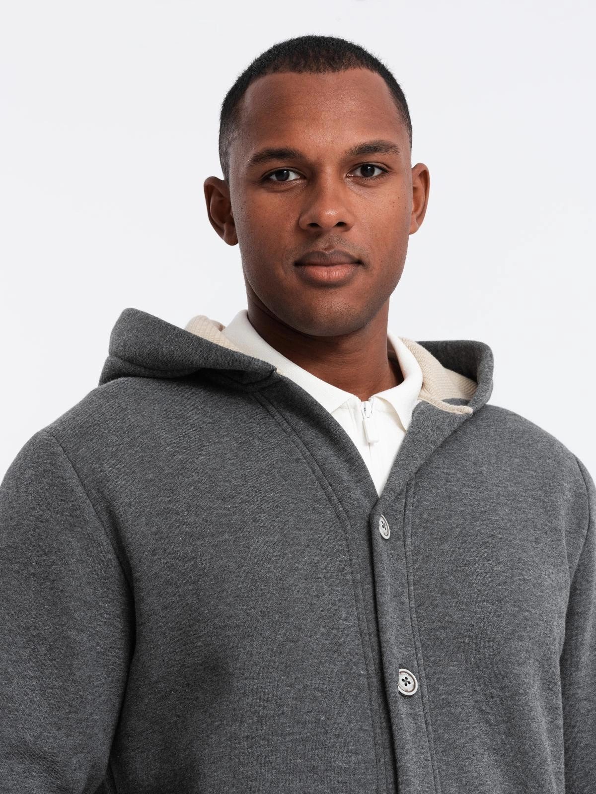 OMBRE Kapuzenpullover Kapuzenpulli mit Knopfleiste günstig online kaufen