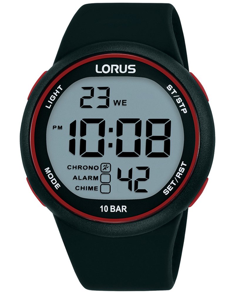 LORUS Digitaluhr R2345QX9, Quarzuhr, Armbanduhr, Herrenuhr, Silikonarmband, digital