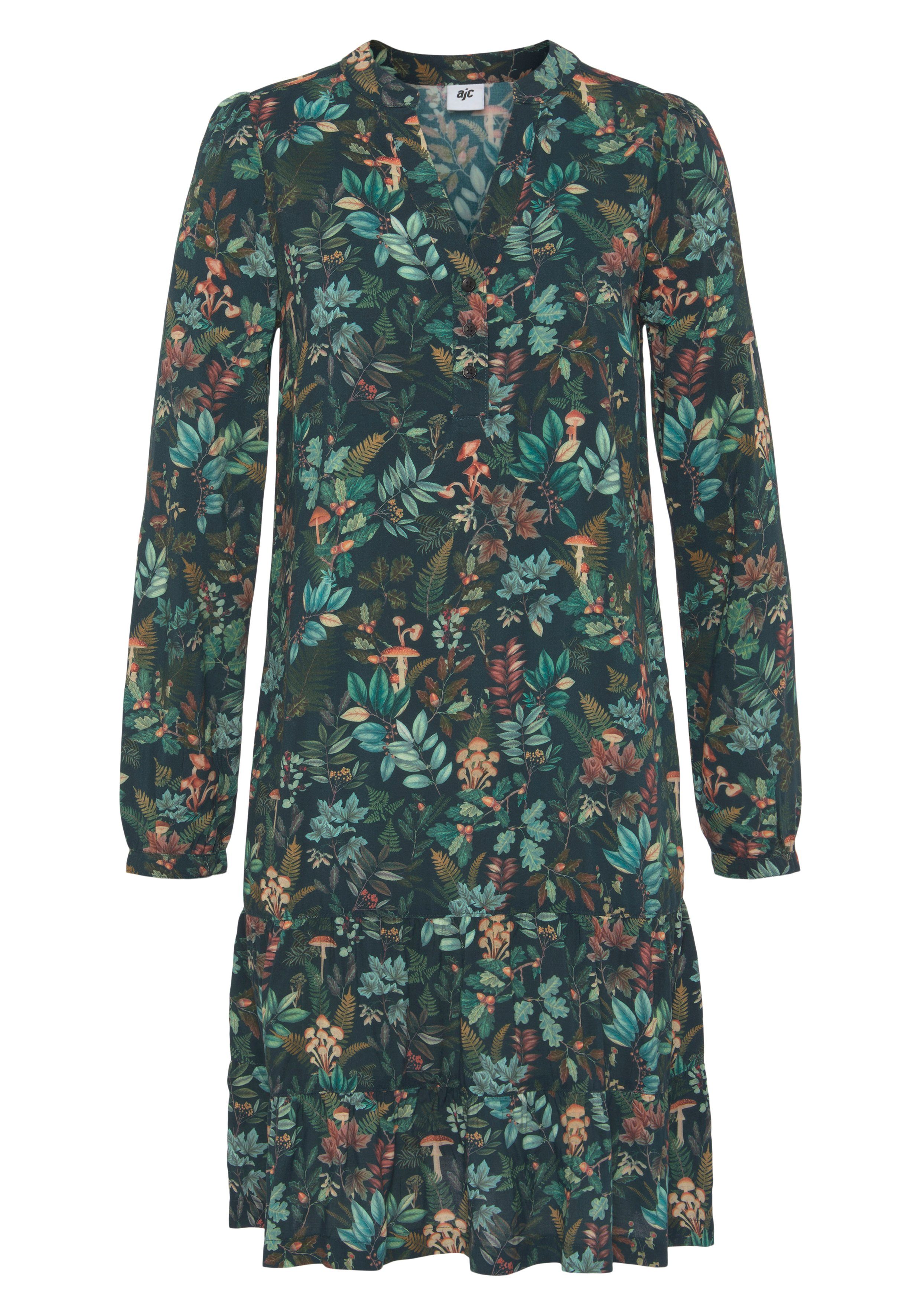 AJC elegant knee-length shirt dress made of viscose, long sleeves, with 1-button cuff