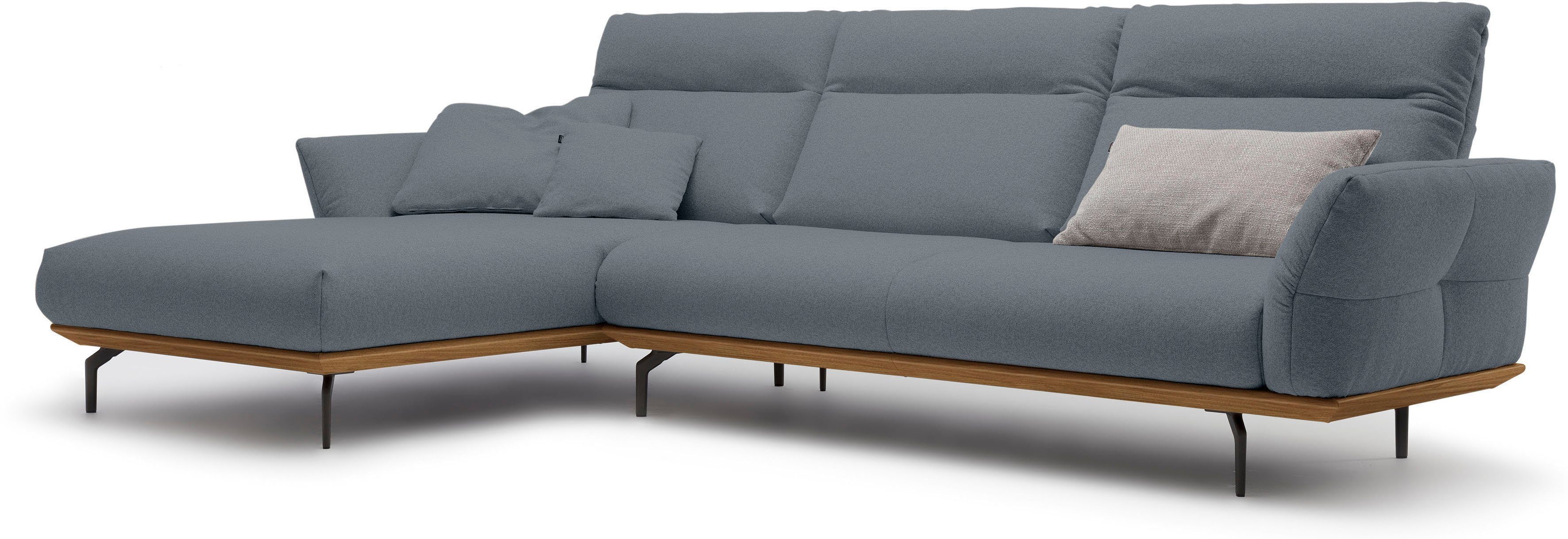 hülsta sofa Ecksofa hs.460, Sockel Nussbaum, 318 Winkelfüße Umbragrau, in cm in Breite