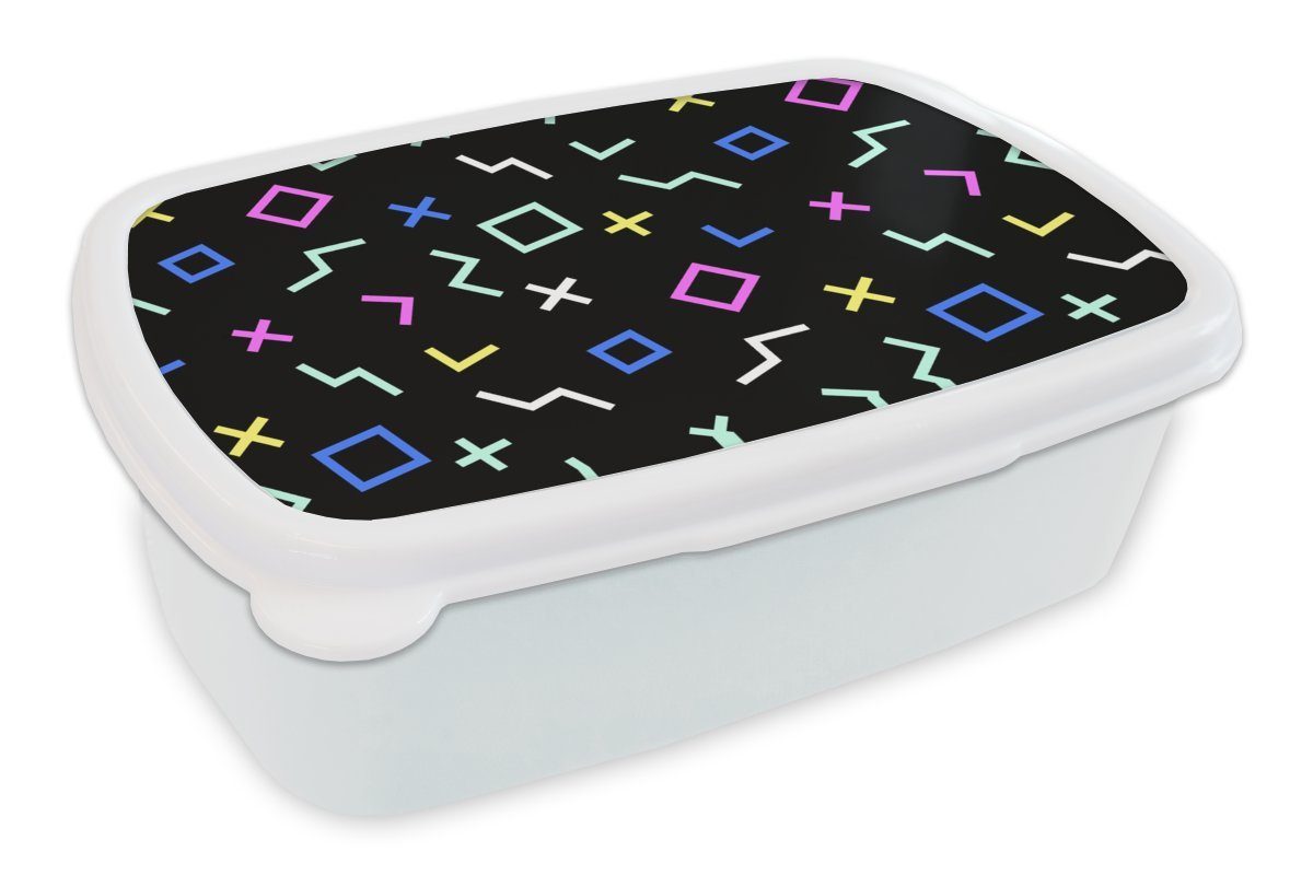 MuchoWow Lunchbox Spielkonsole - Vektor - Abstrakt, Kunststoff, (2-tlg), Brotbox für Kinder und Erwachsene, Brotdose, für Jungs und Mädchen weiß