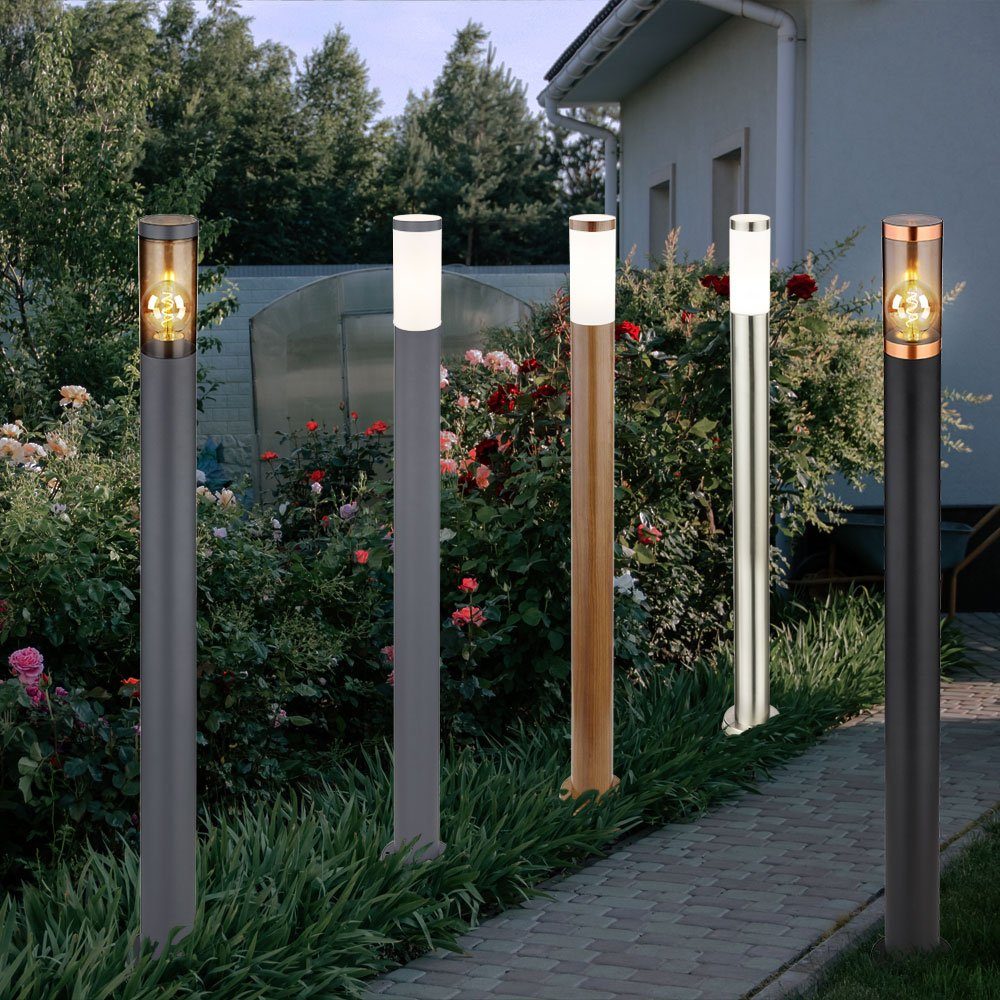 braun Leuchtmittel Wegeleuchte inklusive, Gartenlampen Stehlampe Außenleuchte außen Warmweiß, schwarz Außen-Stehlampe, Globo LED