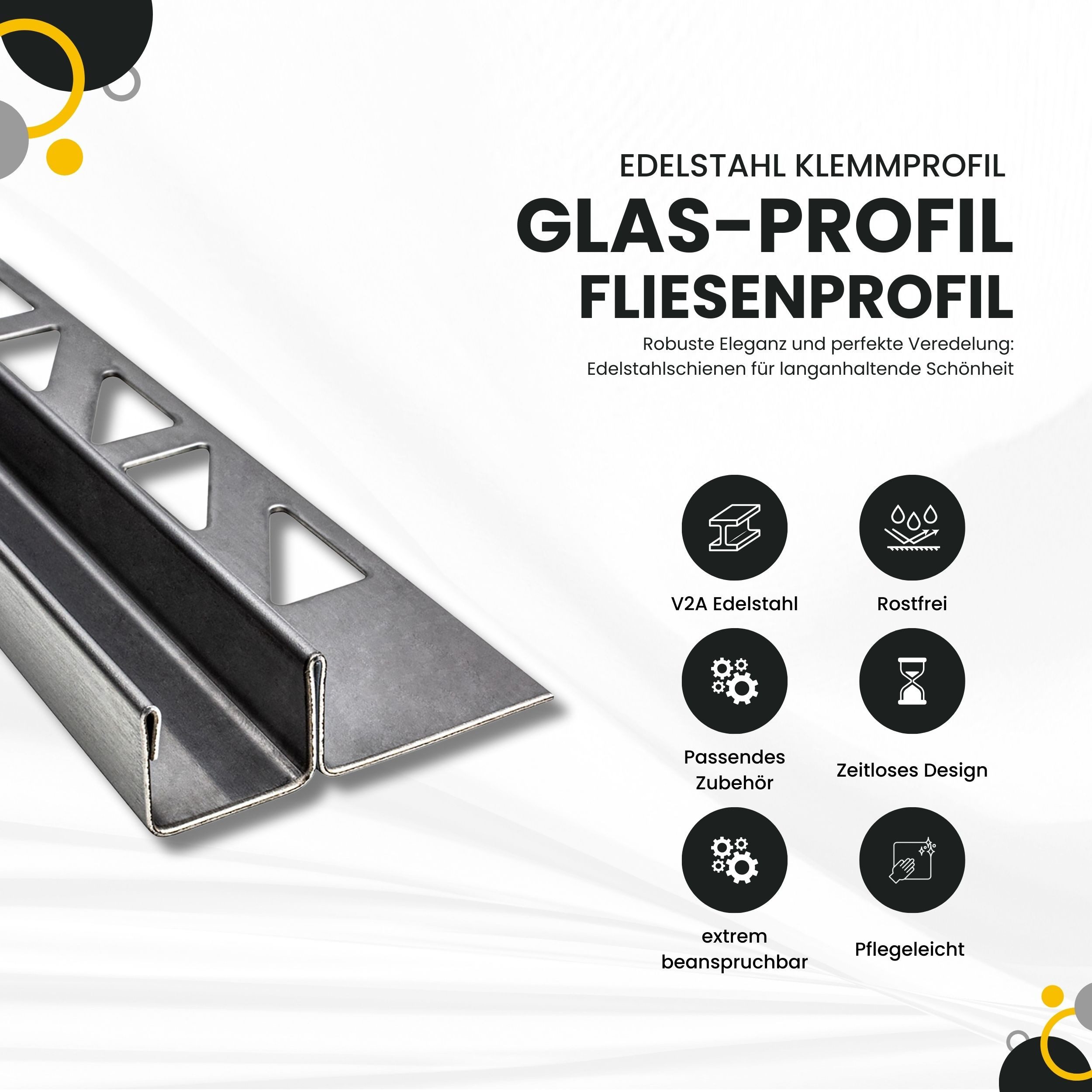 tktrading24 Abschlussprofil Glas-Fliesenprofil Edelstahl Klemmprofil Wandpr günstig online kaufen