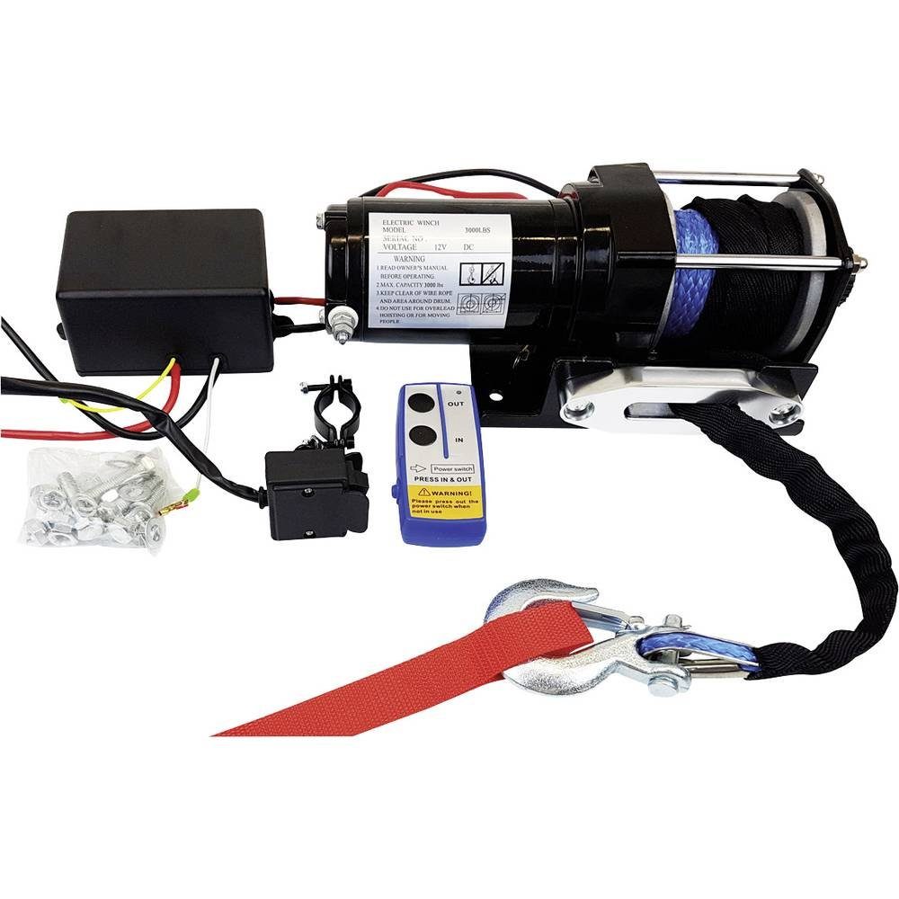 Berger & Schröter Seilwinde Seilwinde 12 V 2700 kg Synthetikseil, Funk-Fernbedienung