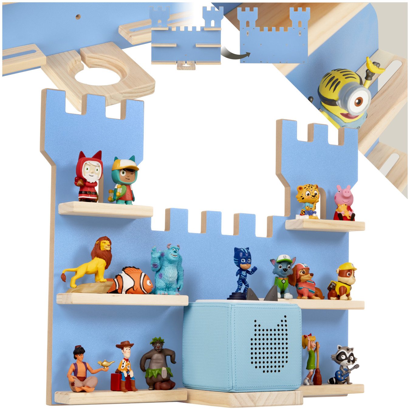 tectake Wandregal Hängeregal MyLittleStory Fortress für bis zu 16 Tonies, S günstig online kaufen