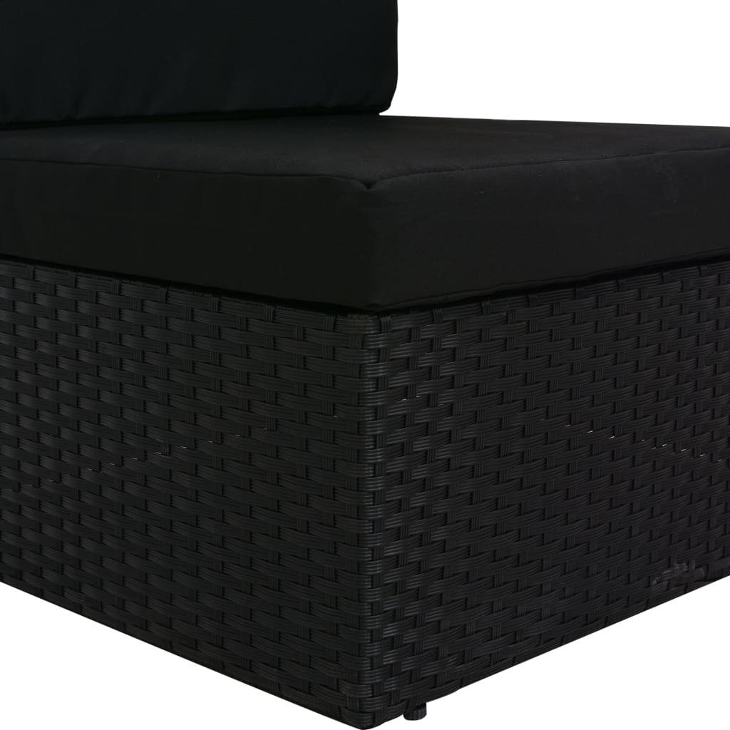 vidaXL Loungesofa Modulares Sofa-Eckteil mit Schwarz, Rattan Teile (links) Poly 1 Armlehne
