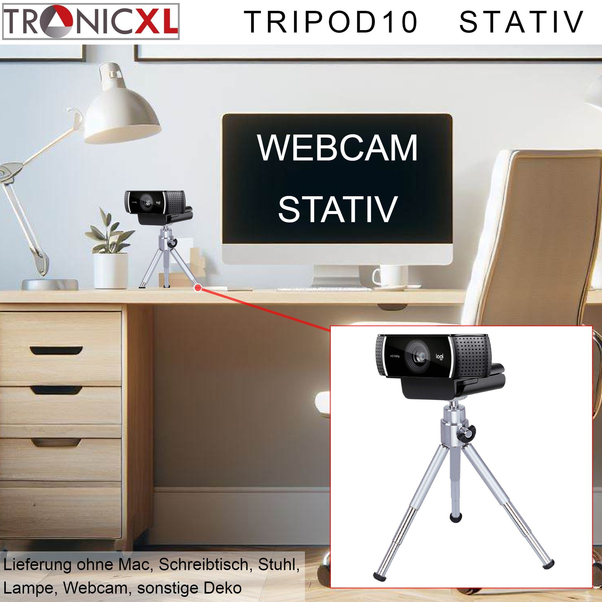 C925 C920 Brio Logitech Kamera Kamerastativ Tripod 4K zb für Stativ Webcam TronicXL TronicXL