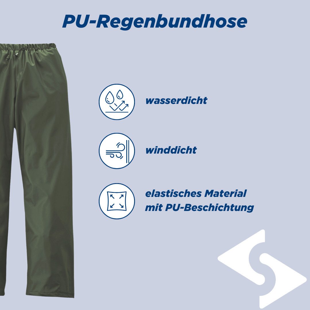 SCHEIBLER WORKWEAR Regenhose PU-Regenbundhose wasserdicht (3.000mm) und winddicht