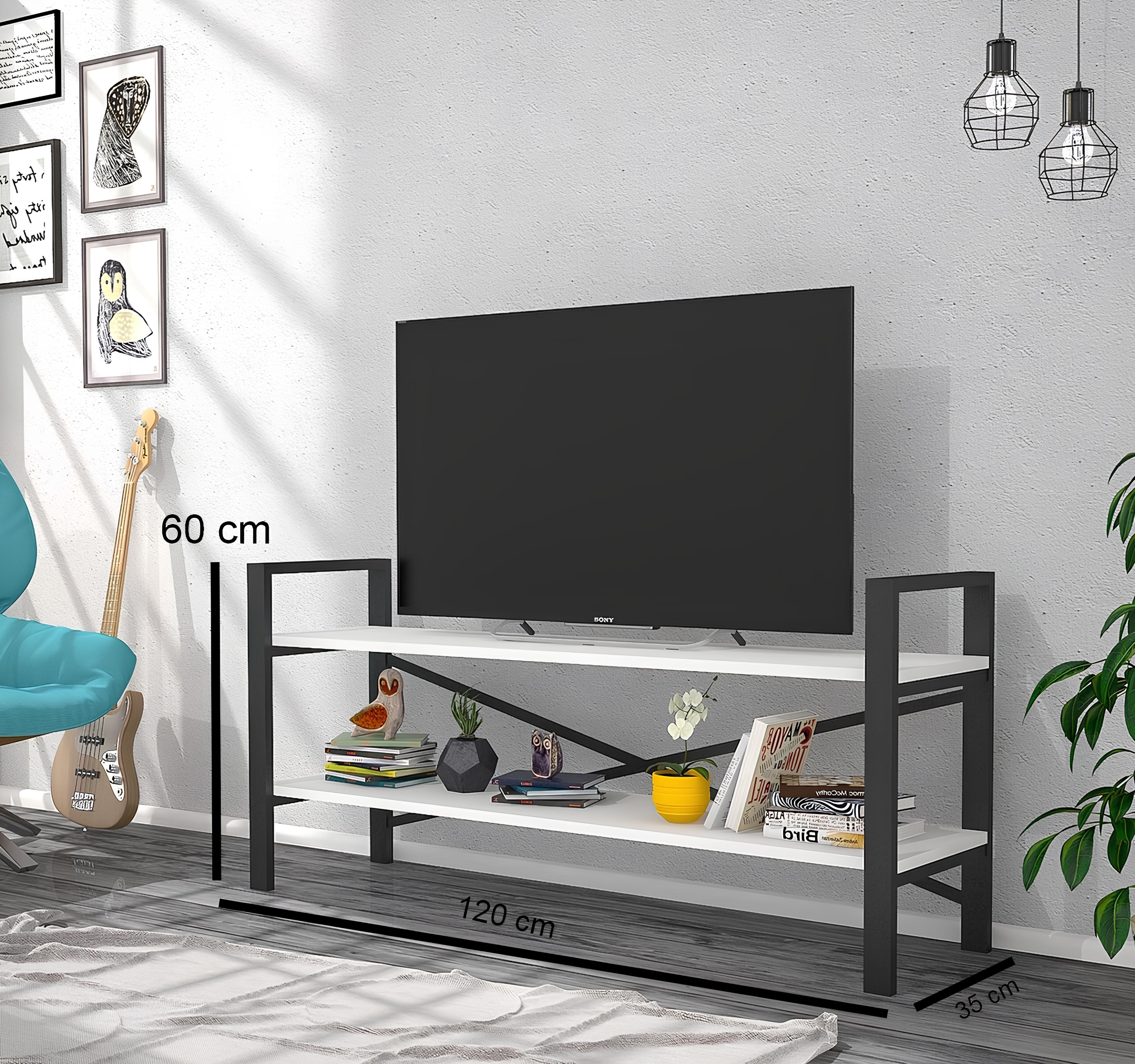Schwarz Weiß x x Metallisch Artemis cm Füße) 4-St., Regal, 60 NoblesBox (2 120 cm und 35cm TV-Schrank