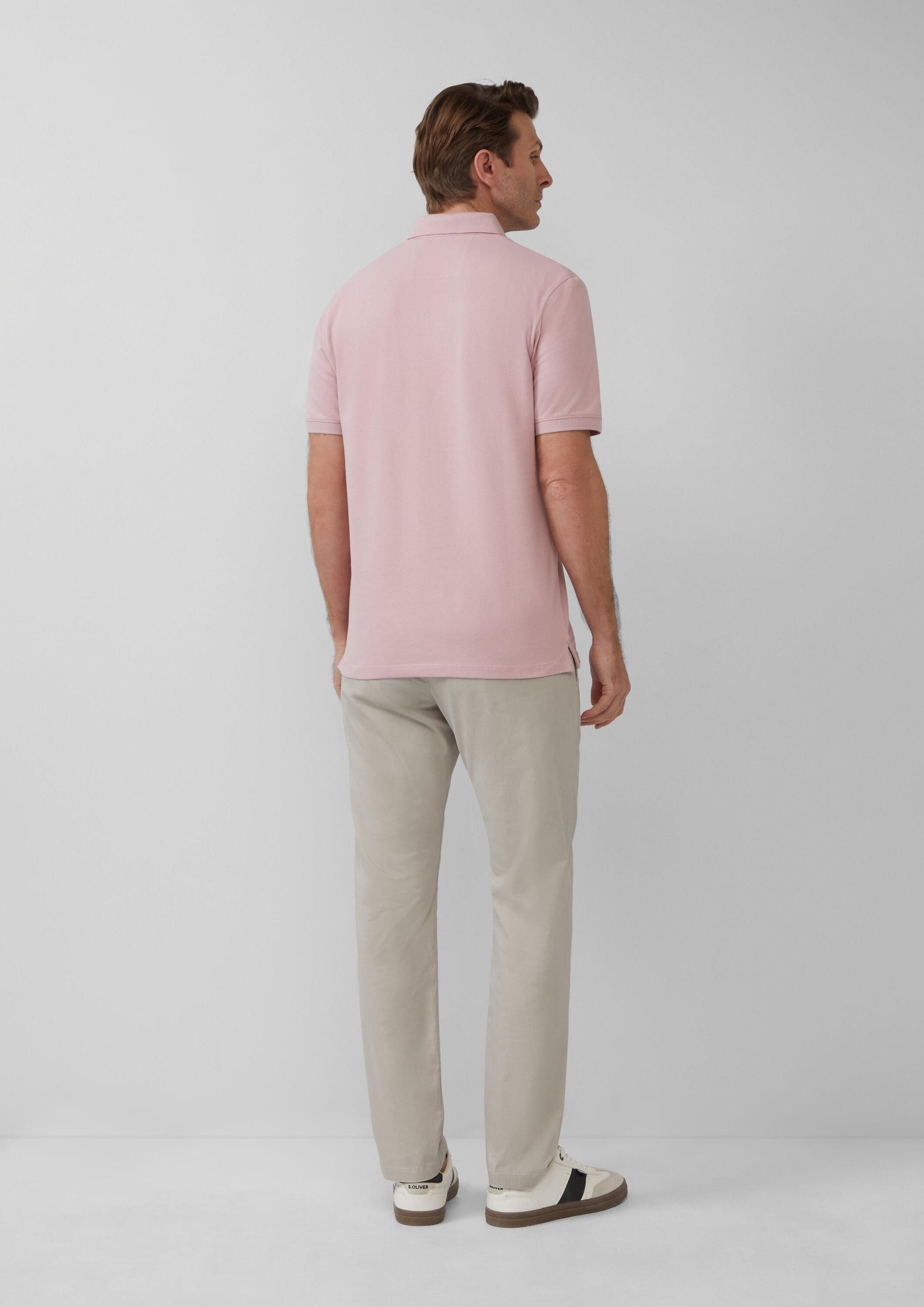 s.Oliver Kurzarmshirt Polo-Shirt Piqué-Poloshirt aus Baumwollstretch mit Label-Patch