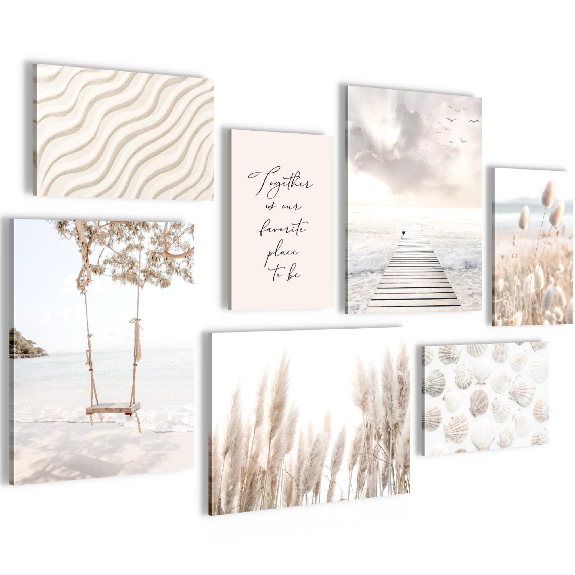Novart Wandbild Boho Style Strand Meer Natur Wohnzimmer Schlafzimmer Wand Dekoration, Strand