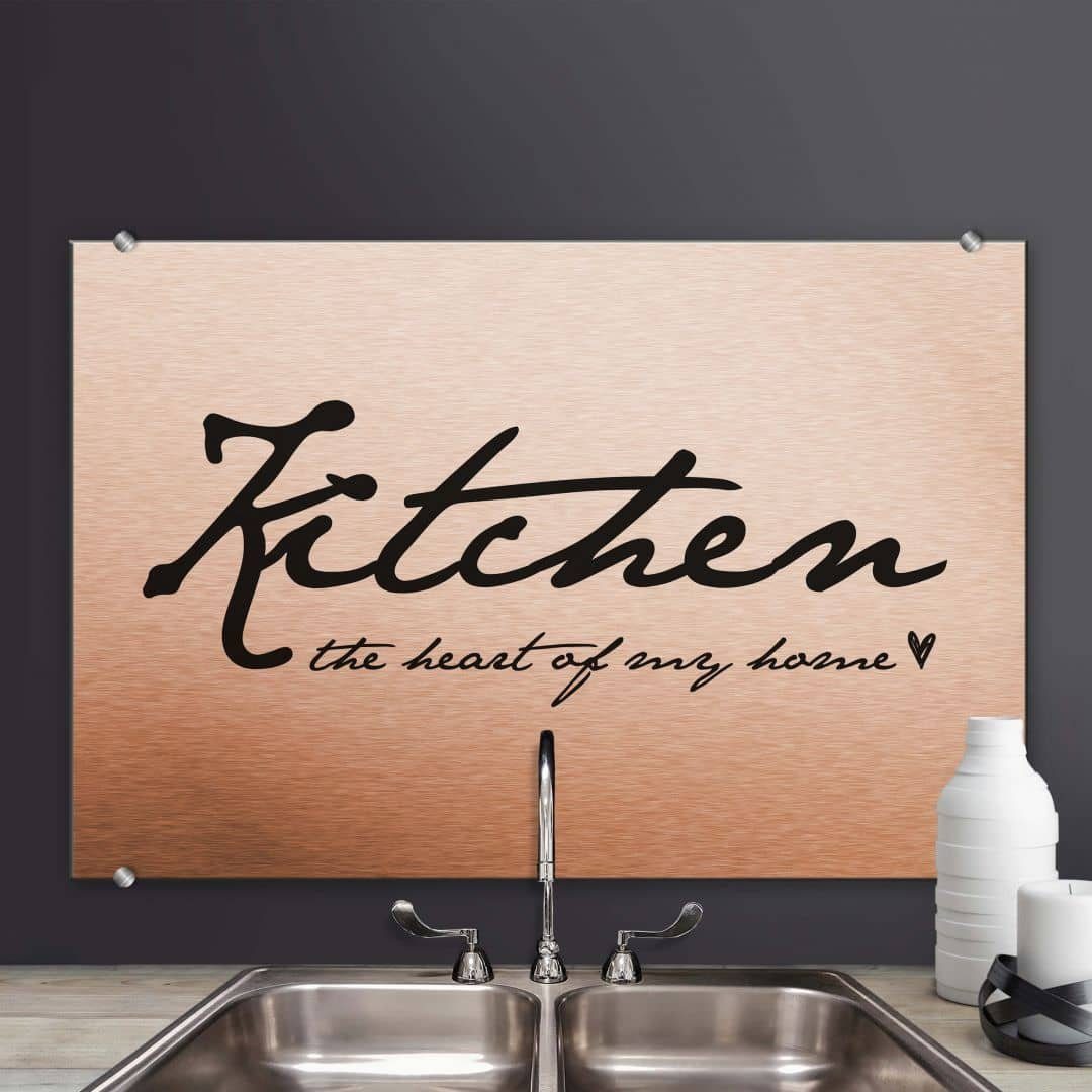 K&L Wall Art Spritzschutz Vintage Kupfer Optik Metall Spritzschutz Küchenrückwand Heart of Home