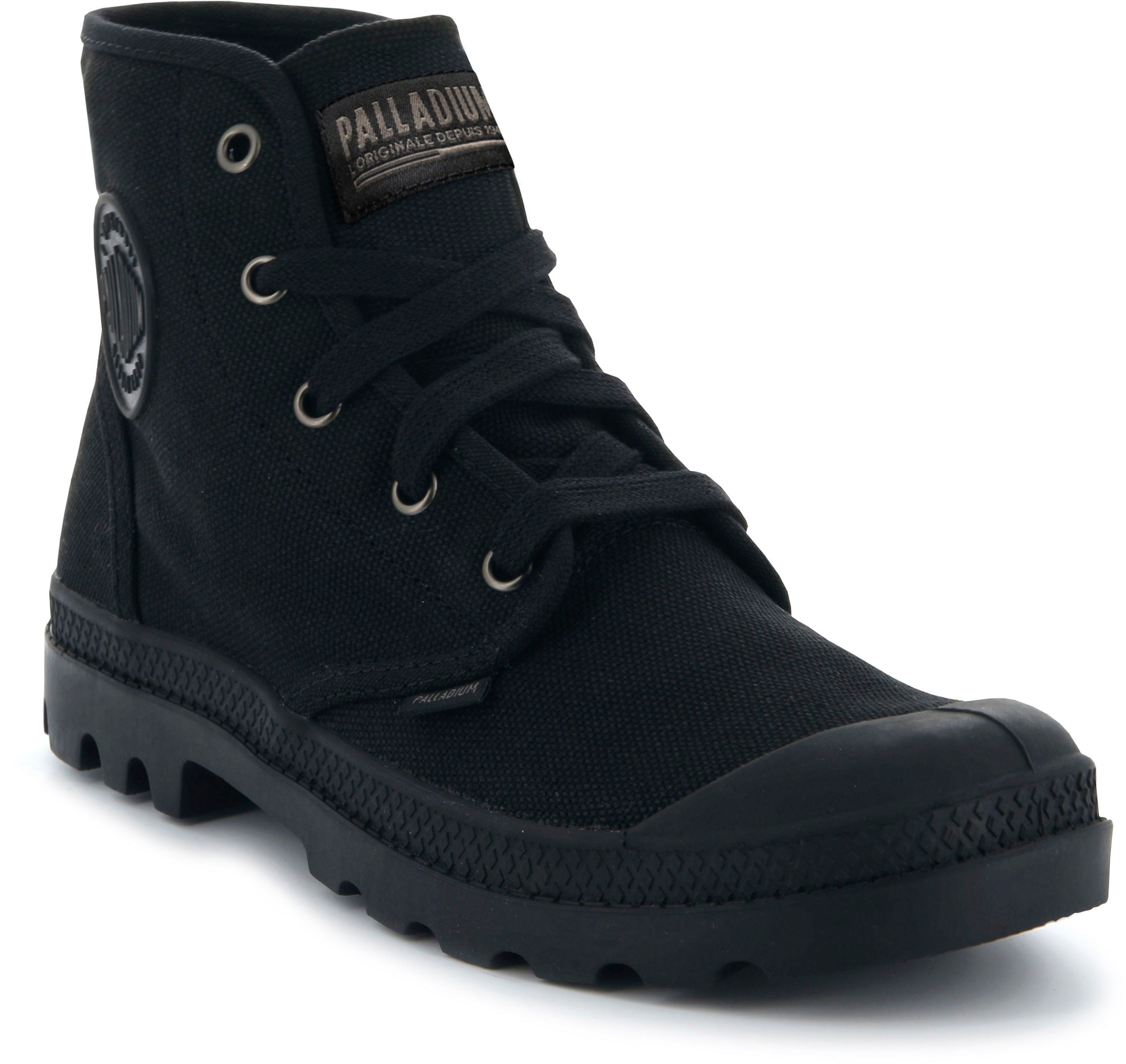 schwarz HI Schnürboots aus PAMPA Textil Palladium