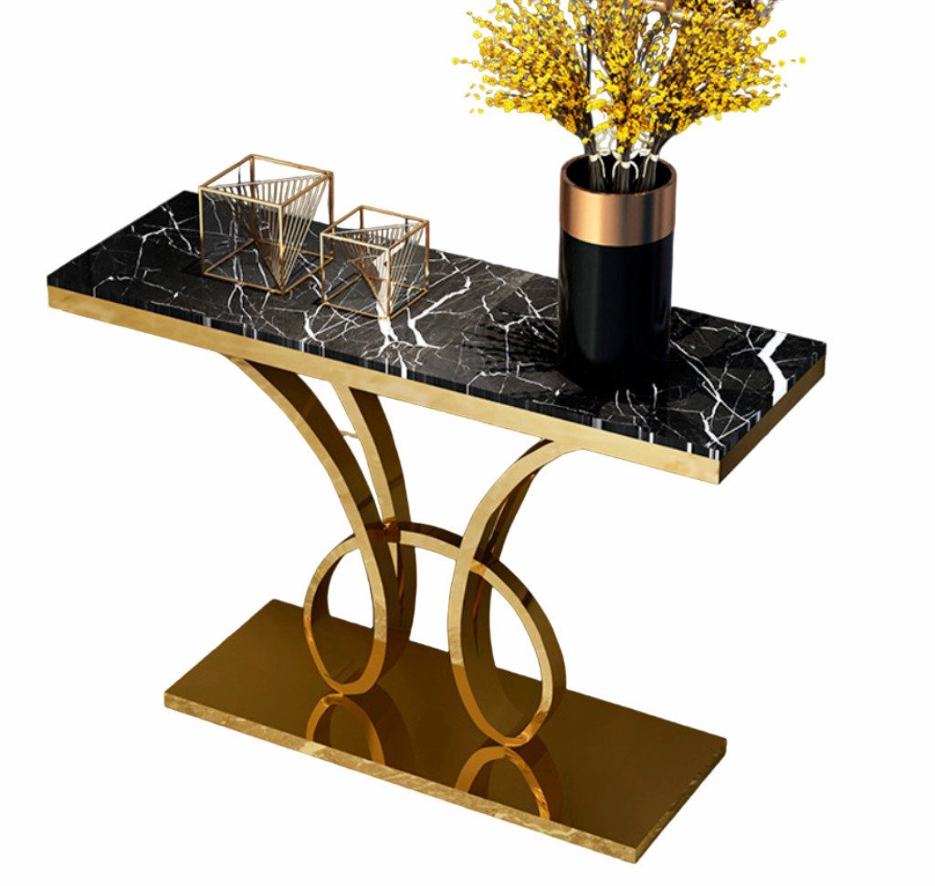 JVmoebel Konsolentisch Moderner Konsolentisch Designer Möbel Holz Gold Edelstahl Sofort (1-St), Made in Europa