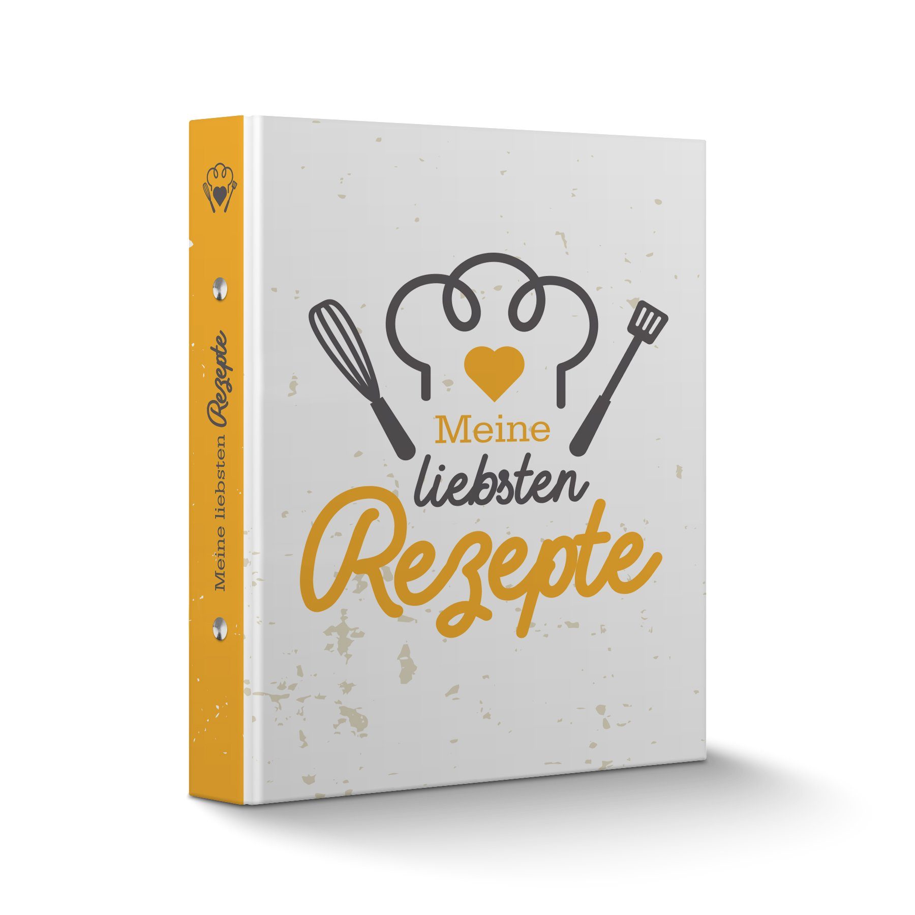 itenga Präsentationsordner itenga Rezeptordner Motiv KOCHMÜTZE gelb grau DIN A5