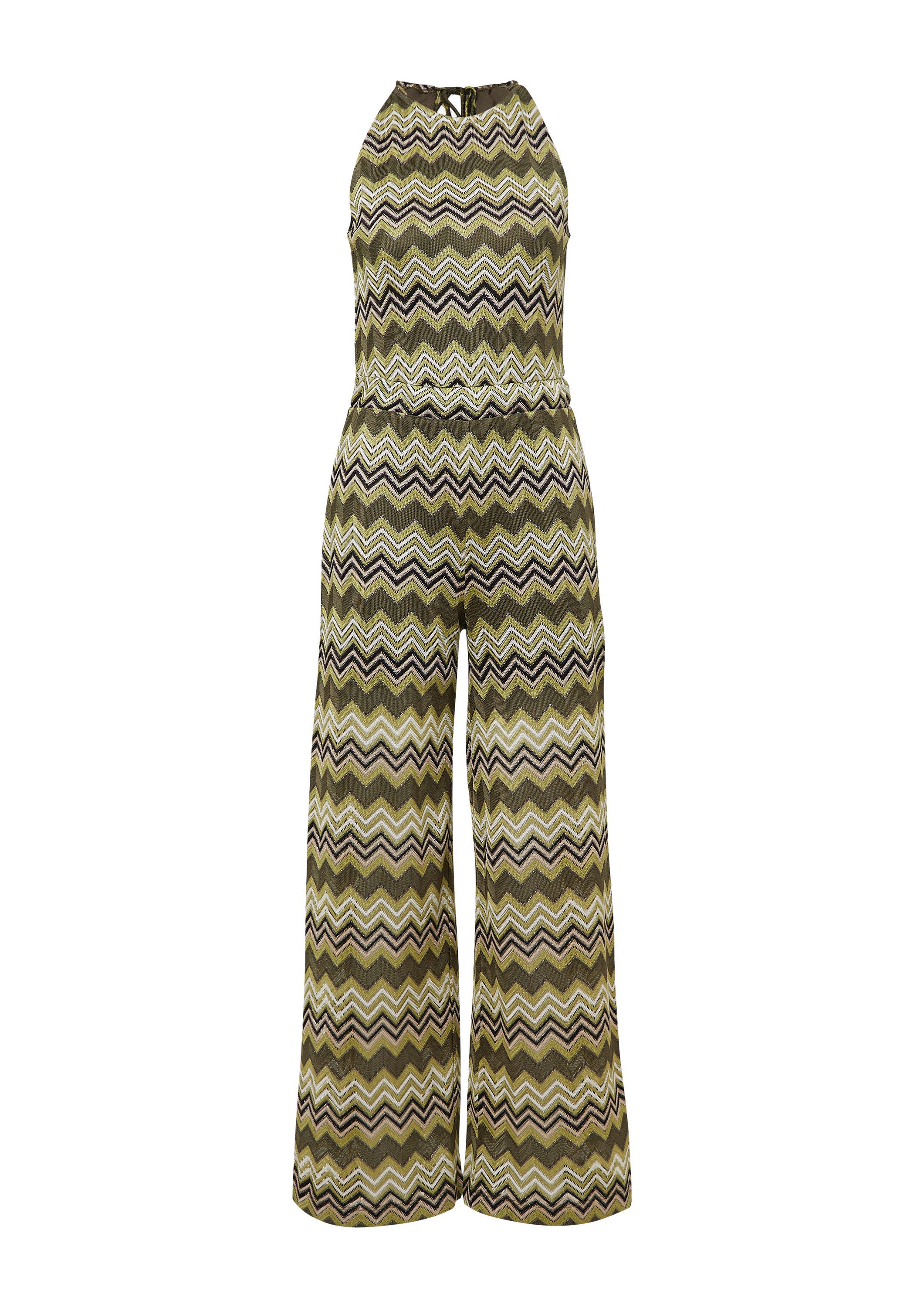 comma Jumpsuit Overall Strick-Jumpsuit mit Zick-Zack-Muster günstig online kaufen