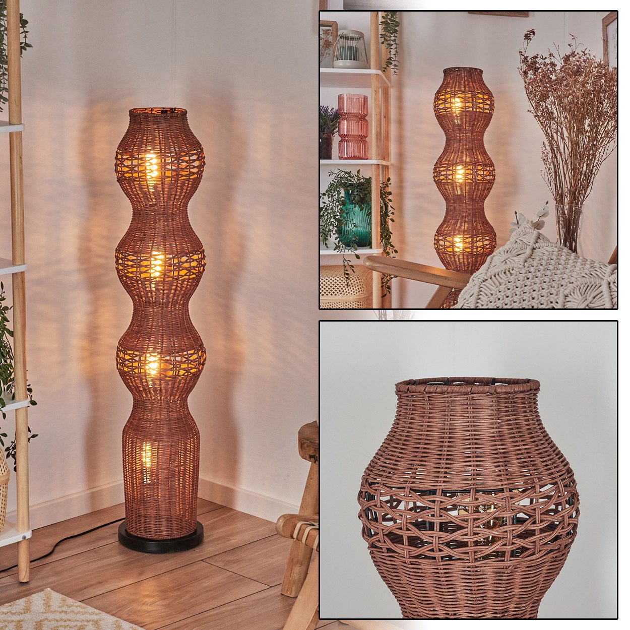 hofstein Stehlampe Stehlampe mit Schirm aus Rattan im skandinavischen Desig günstig online kaufen