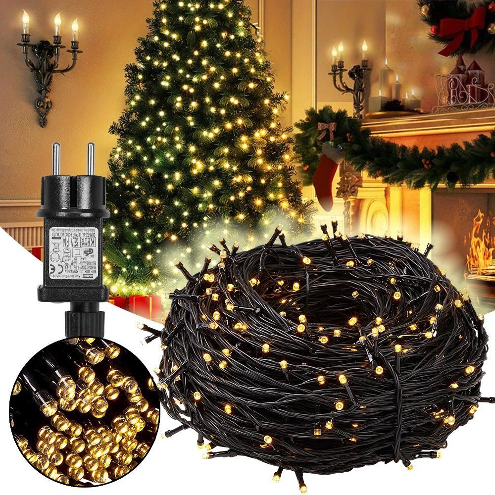 Laybasic LED-Lichterkette,20M/50M/100M Dekolicht, Wasserdicht,Speicherfunktion,8-Modi,Timer LED-Lichtervorhang,LED Weihnachtsbaum LED-Lichterkette IP44