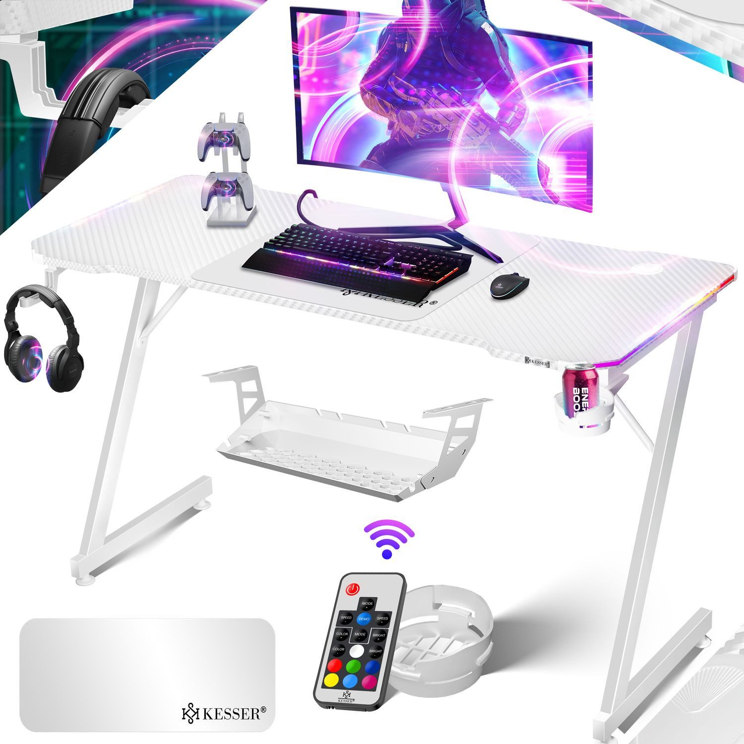 KESSER Gamingtisch, Gaming Schreibtisch mit Getränkehalter Ergonomischer Ga günstig online kaufen