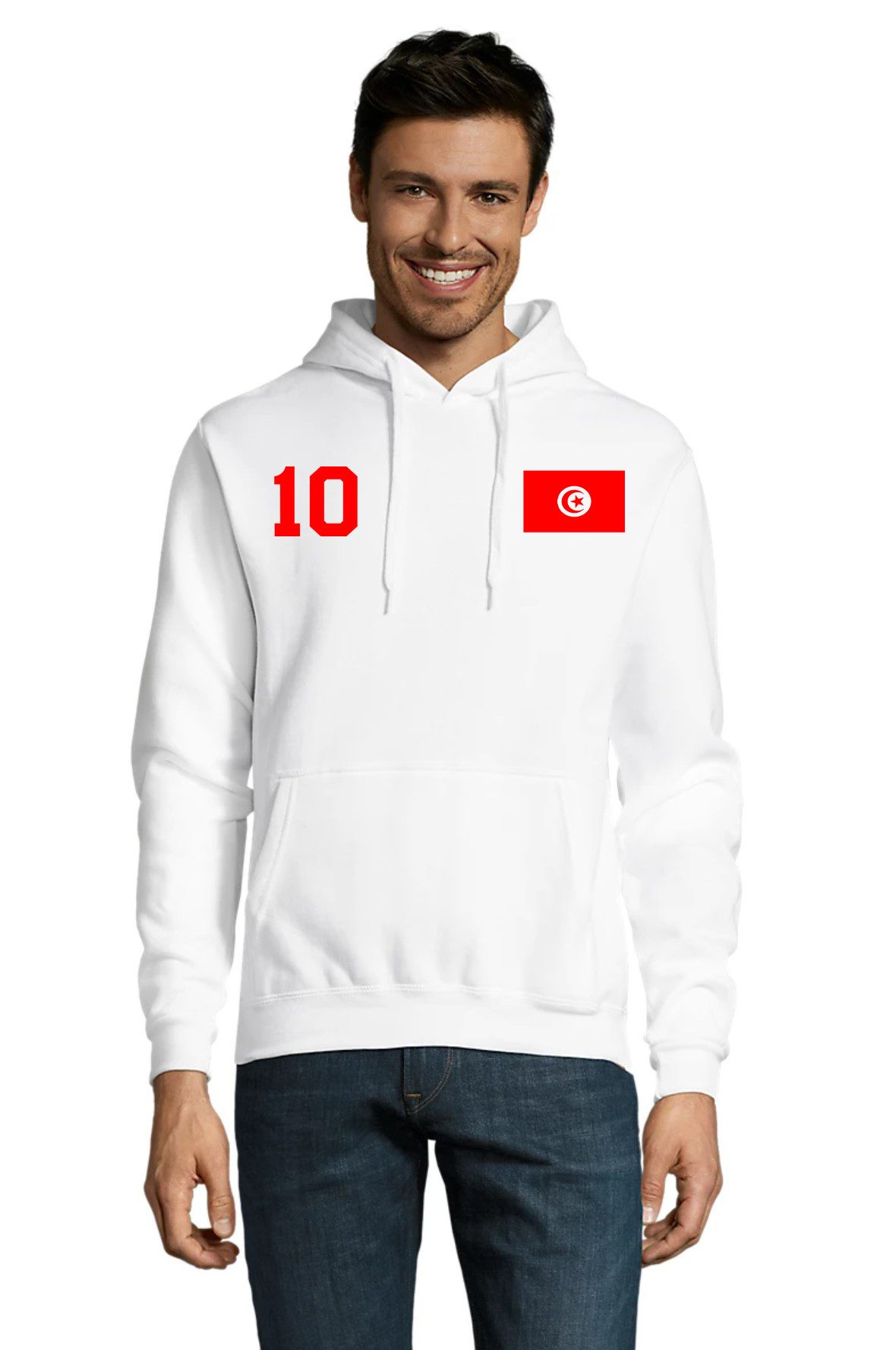 Hoodie Fußball Fan Hoodie mit Tunesien Motiv Nummer 10 und Kapuze für Alltage