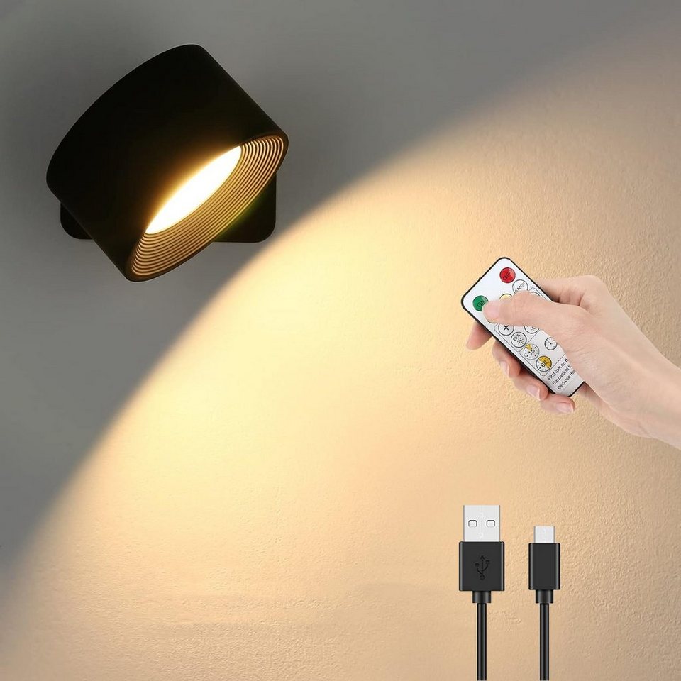 AKKEE Wandleuchte LED Wandleuchte Innen Akku Dimmbar Wandlampe mit  Fernbedienung, Touch Control 360° drehbar Wandlicht, LED fest integriert,  Warmweiß, 3 Farbtemperaturen für Wohnzimmer Treppenhaus kabellose  wandleuchten