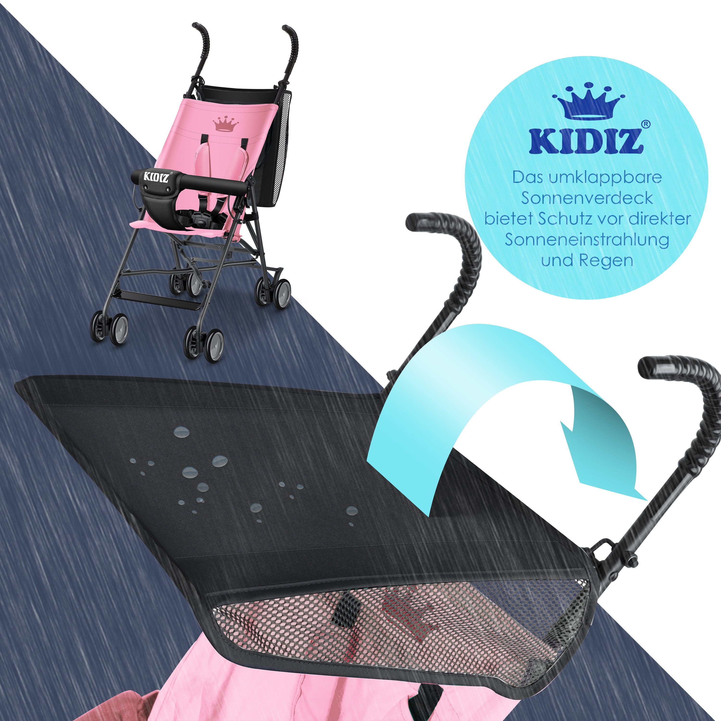 KIDIZ Kombi-Kinderwagen, CITY Sportwagen rosa Buggy Faltbar Kinderwagen Kinderbuggy klappbar
