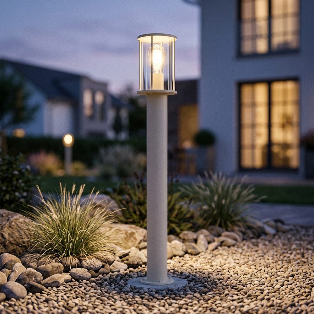 GLOBO LIGHTING Außen-Stehlampe, Leuchtmittel nicht inklusive, Außenstehleuchte Wegeleuchte Edelstahl Sandfarben IP54 H 100 cm