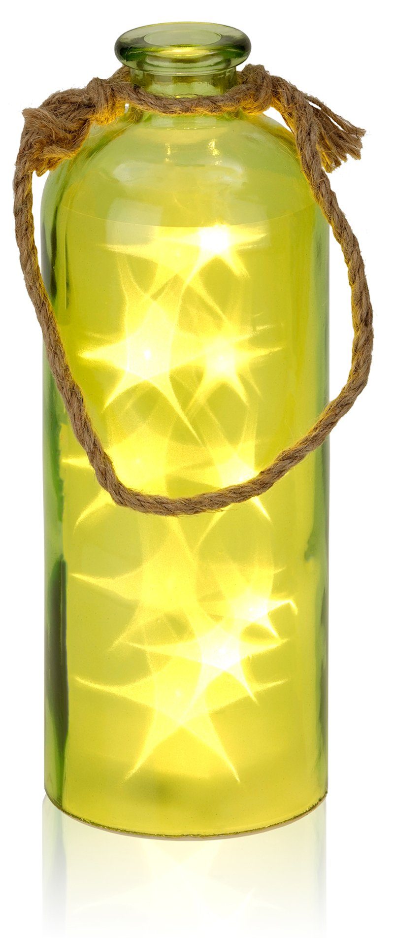 BRUBAKER LED Dekolicht Lichterflasche mit 10 LED Sternen, LED Lichterkette, Warmweiß, Dekoleuchte, Party Licht Deko, Höhe 31,5 cm