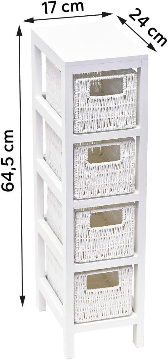 TENDANCE Badkommode Regal Korbregal Korbkommode Badregal Holz Landhaus Kommode