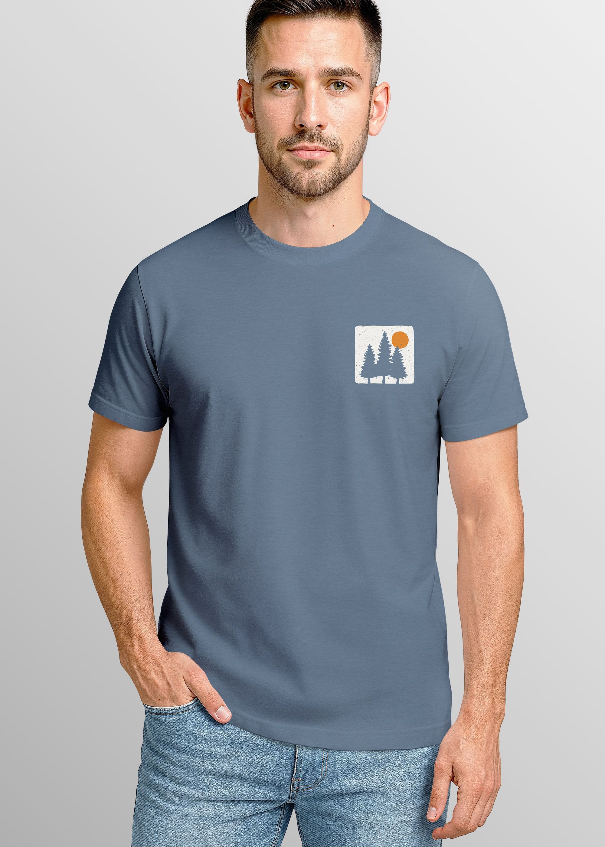 Neverless Print-Shirt Herren T-Shirt mit Wald-Logo günstig online kaufen