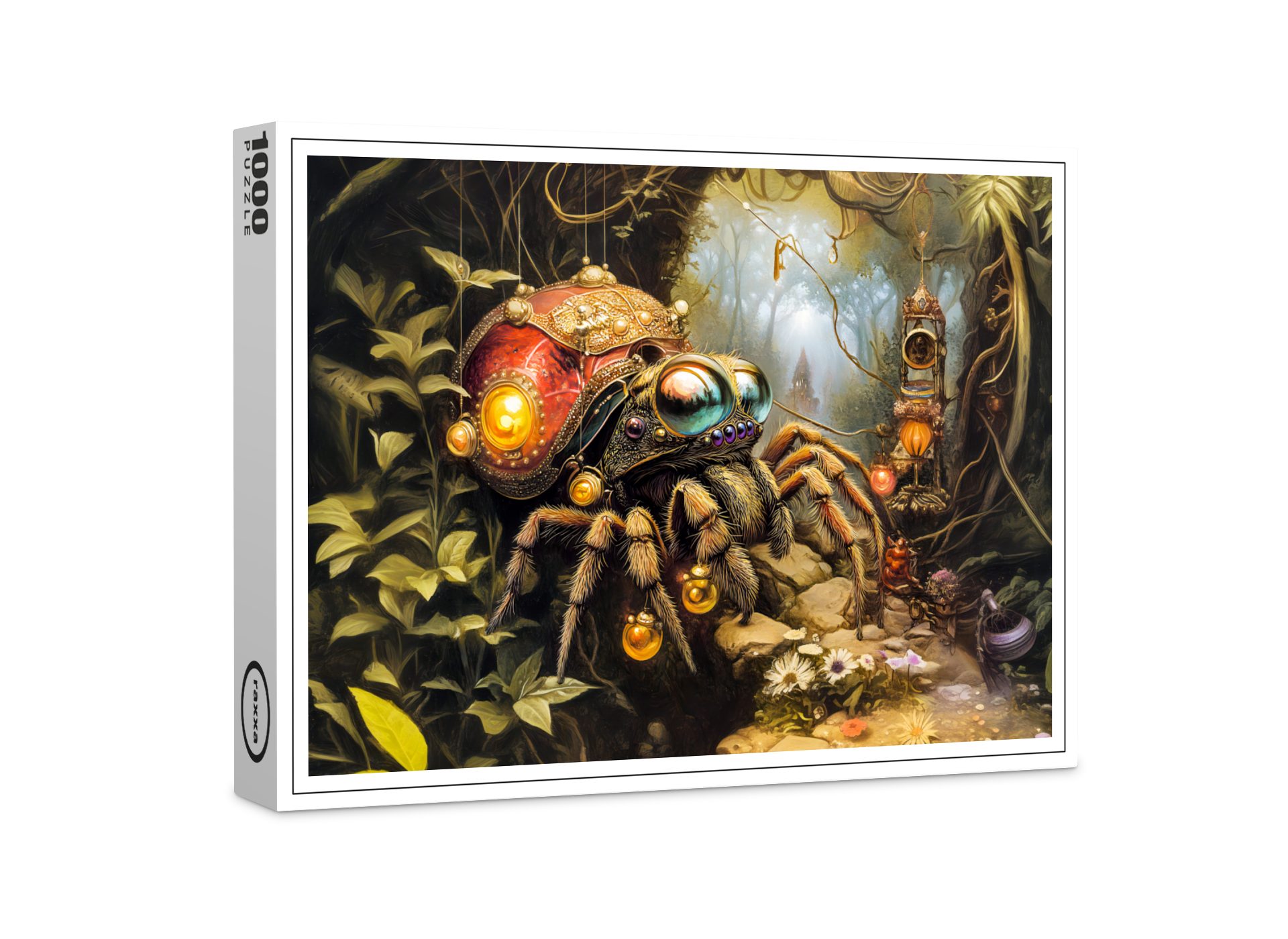 raxxa Puzzle "Funny Spider with Snail Shell Body in Fantasy Forest", FSC®, 1000 Puzzleteile