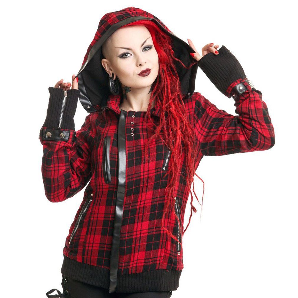 Poizen Industries Blouson Z Jacke Tartan Rot Kariert Punk Rock