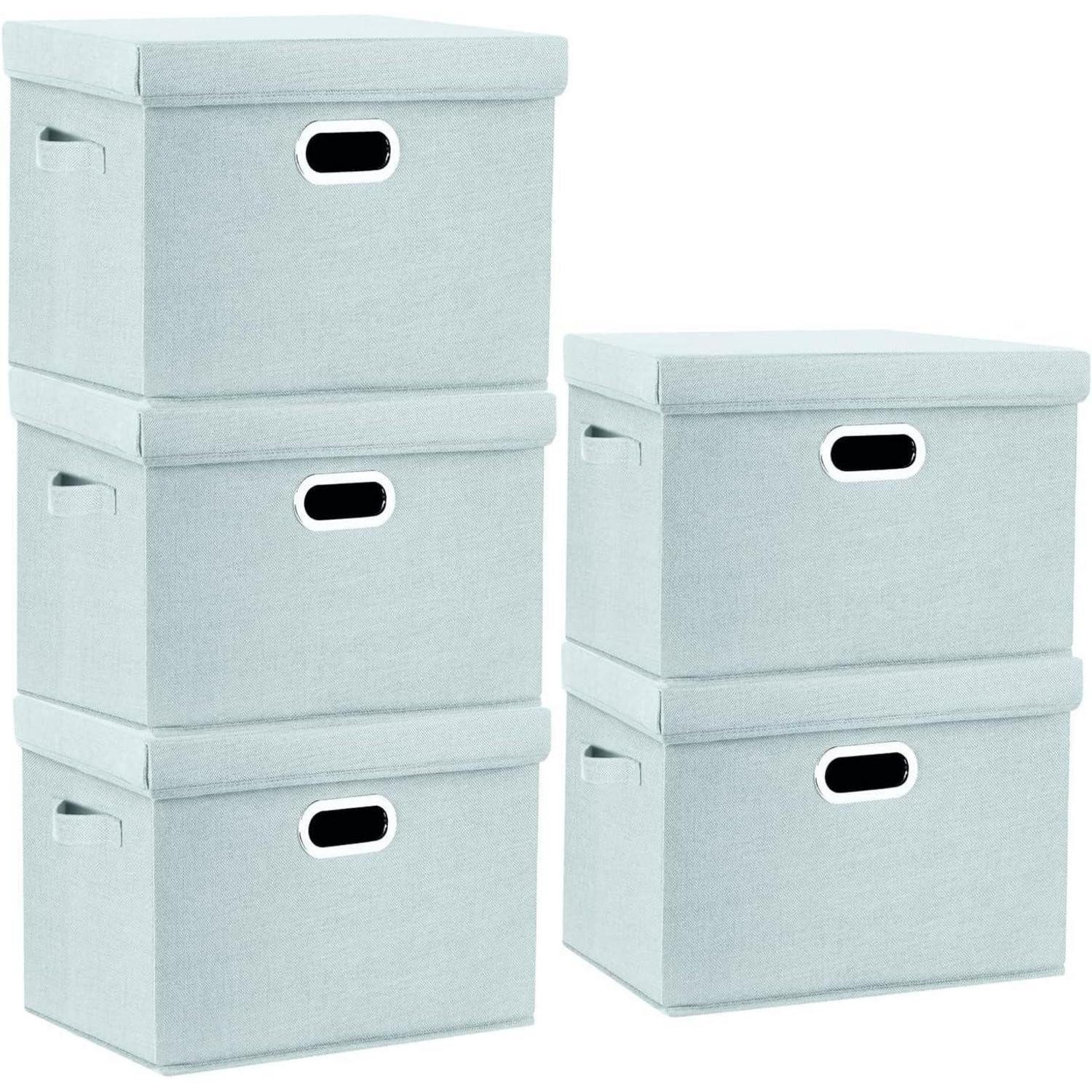 LuxusKollektion Faltbox Aufbewahrungsbox Deckel Stoff Kiste 44x30x29 cm 5-Stück Aqua Spring