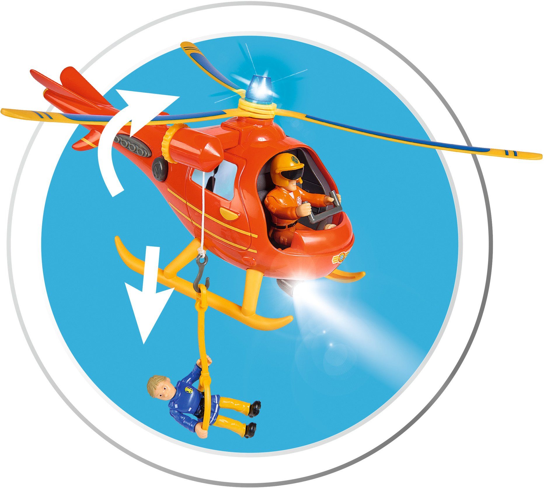 Sound- mit SIMBA Spielzeug-Hubschrauber Sam, Wallaby, Feuerwehrmann Lichteffekten und