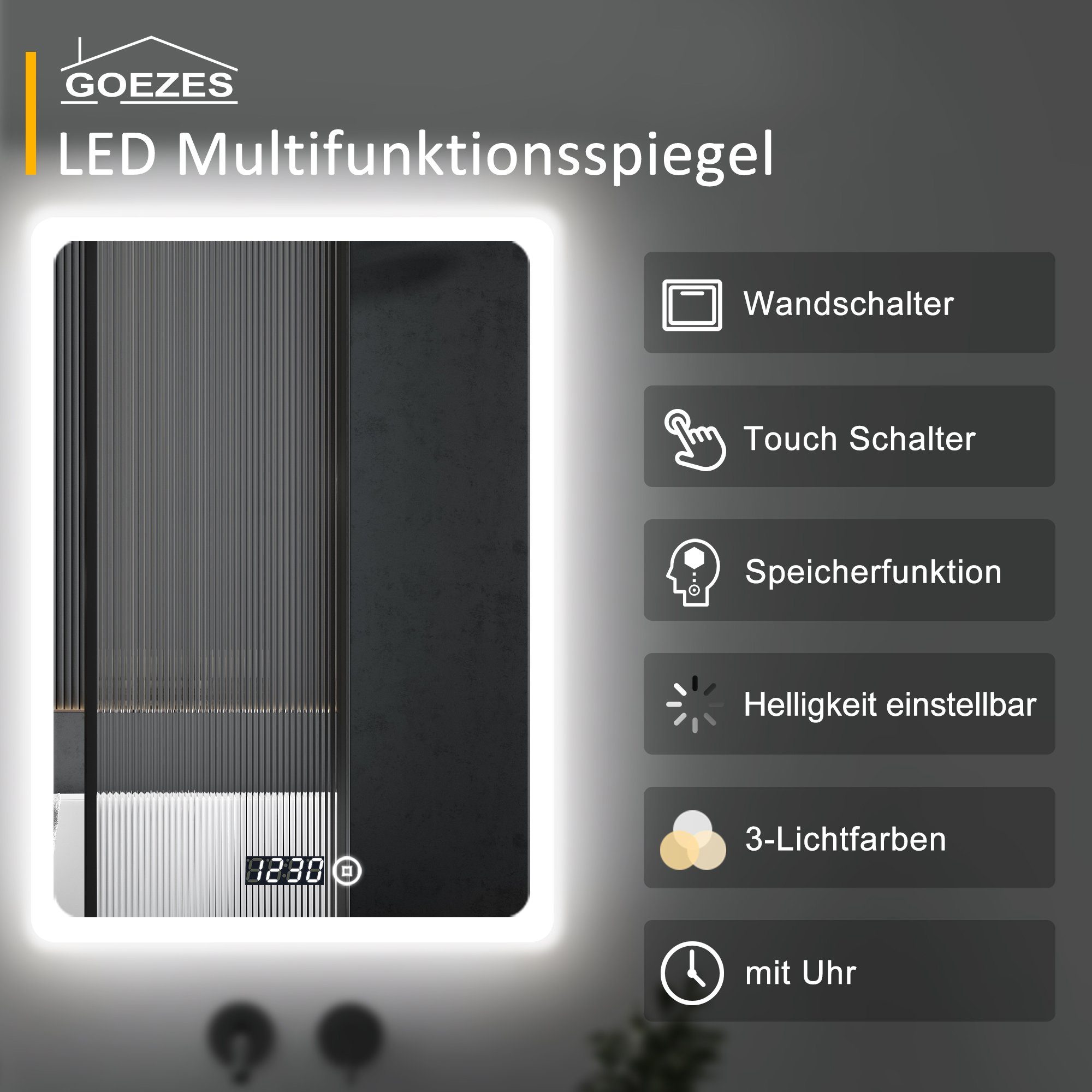 WDWRITTI Badspiegel Badezimmerspiegel mit Beleuchtung Wandspiegel günstig online kaufen
