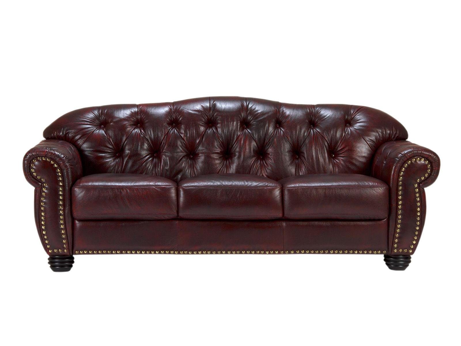 3-Sitzer Hereford rot Chesterfield Sofa Echtleder massivum