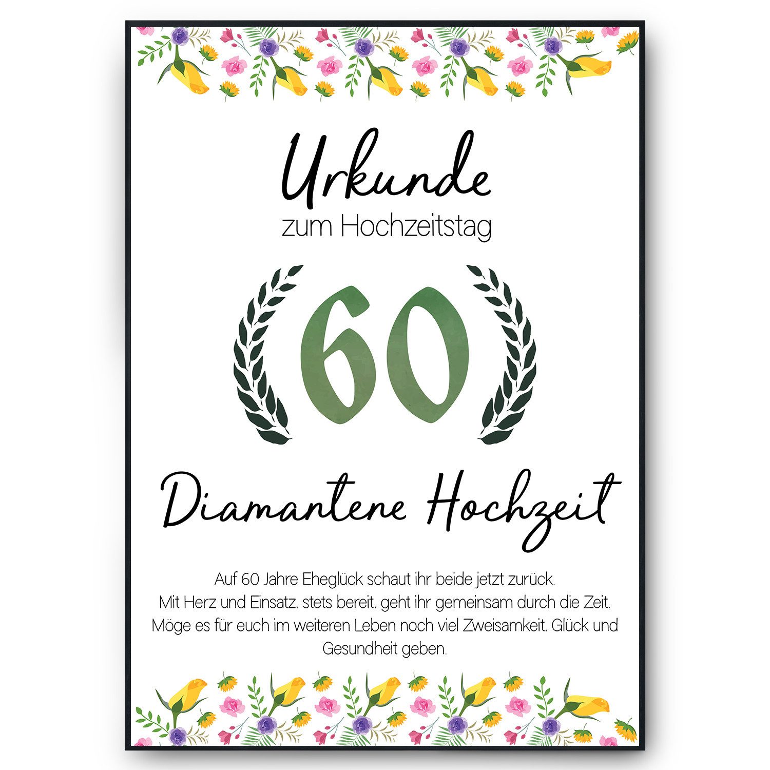 Tigerlino Poster 60. Hochzeitstag Geschenk Deko günstig online kaufen