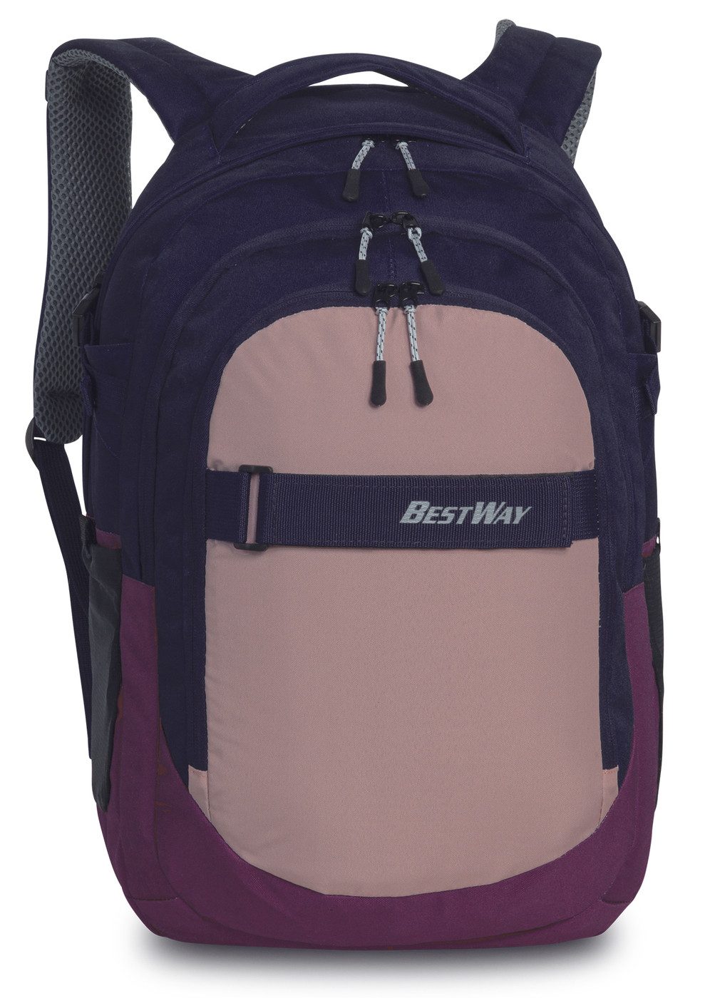 BESTWAY Schulrucksack Bestway Mädel-Schulrucksack beere blau rosa mehrfarbig