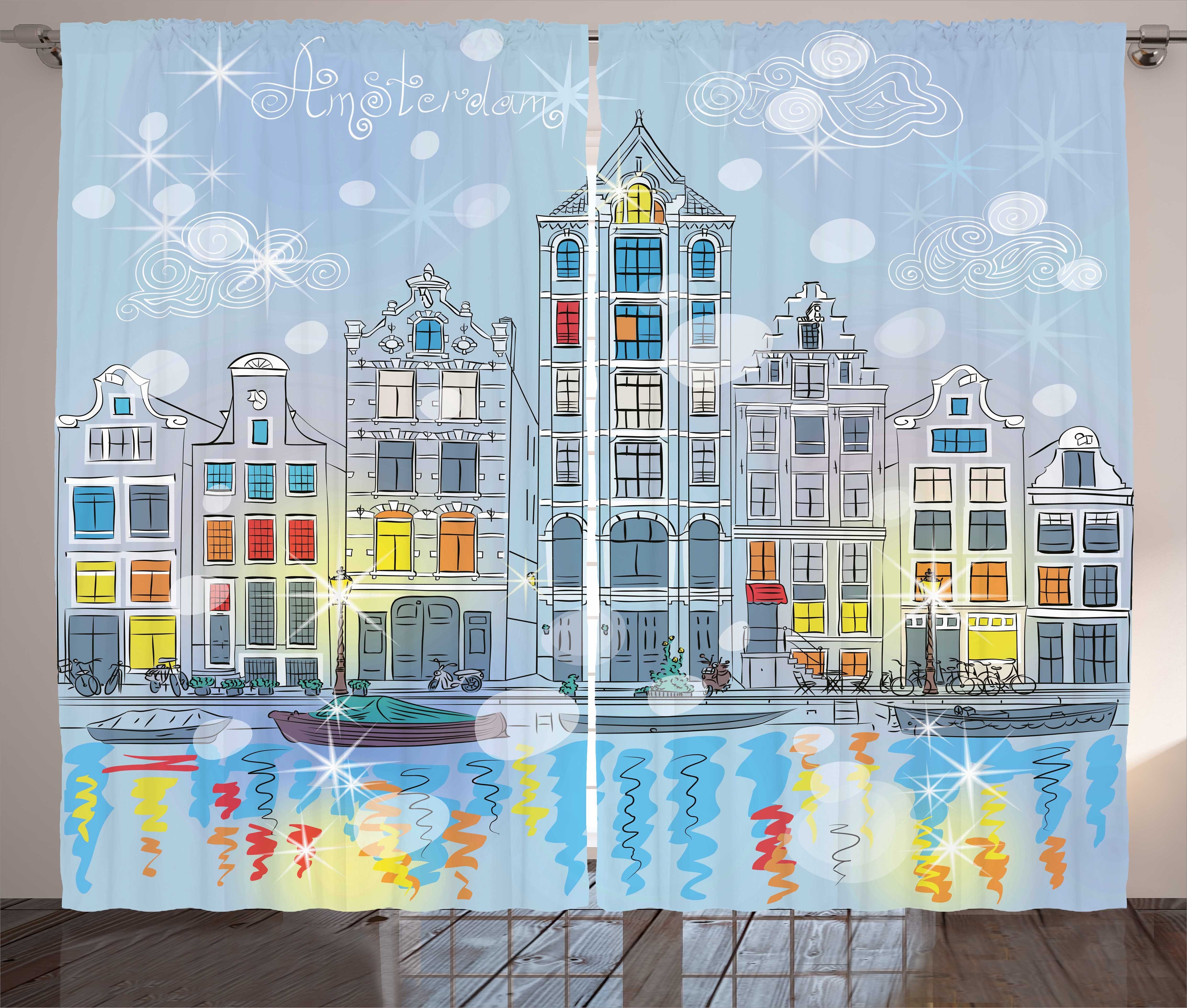 Canal und Schlaufen Amsterdam Abakuhaus, Vorhang mit Weihnachten Kräuselband Schlafzimmer Weihnachten Gardine Haken,