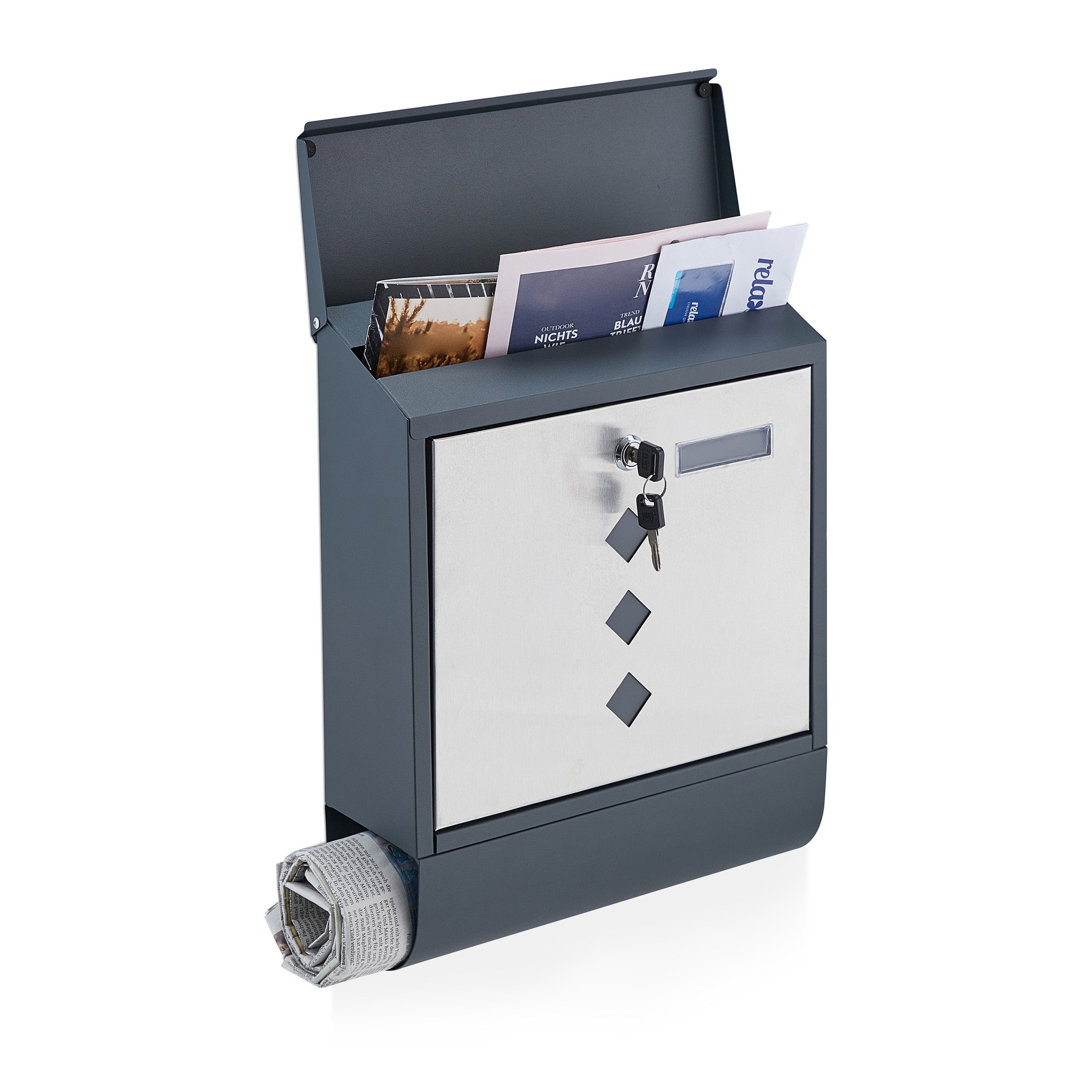 relaxdays Briefkasten mit Zeitungsfach günstig online kaufen