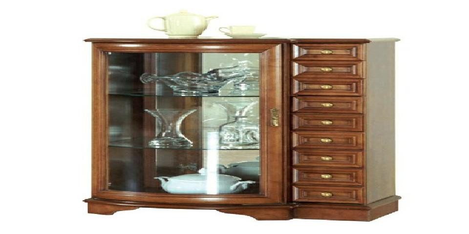 Xlmoebel Vitrine Landhaus Royal Zefir Vitrinen-Kommode im klassischen Stil (2 teiliges Wohzimmer Set) Hergestellt in Europa